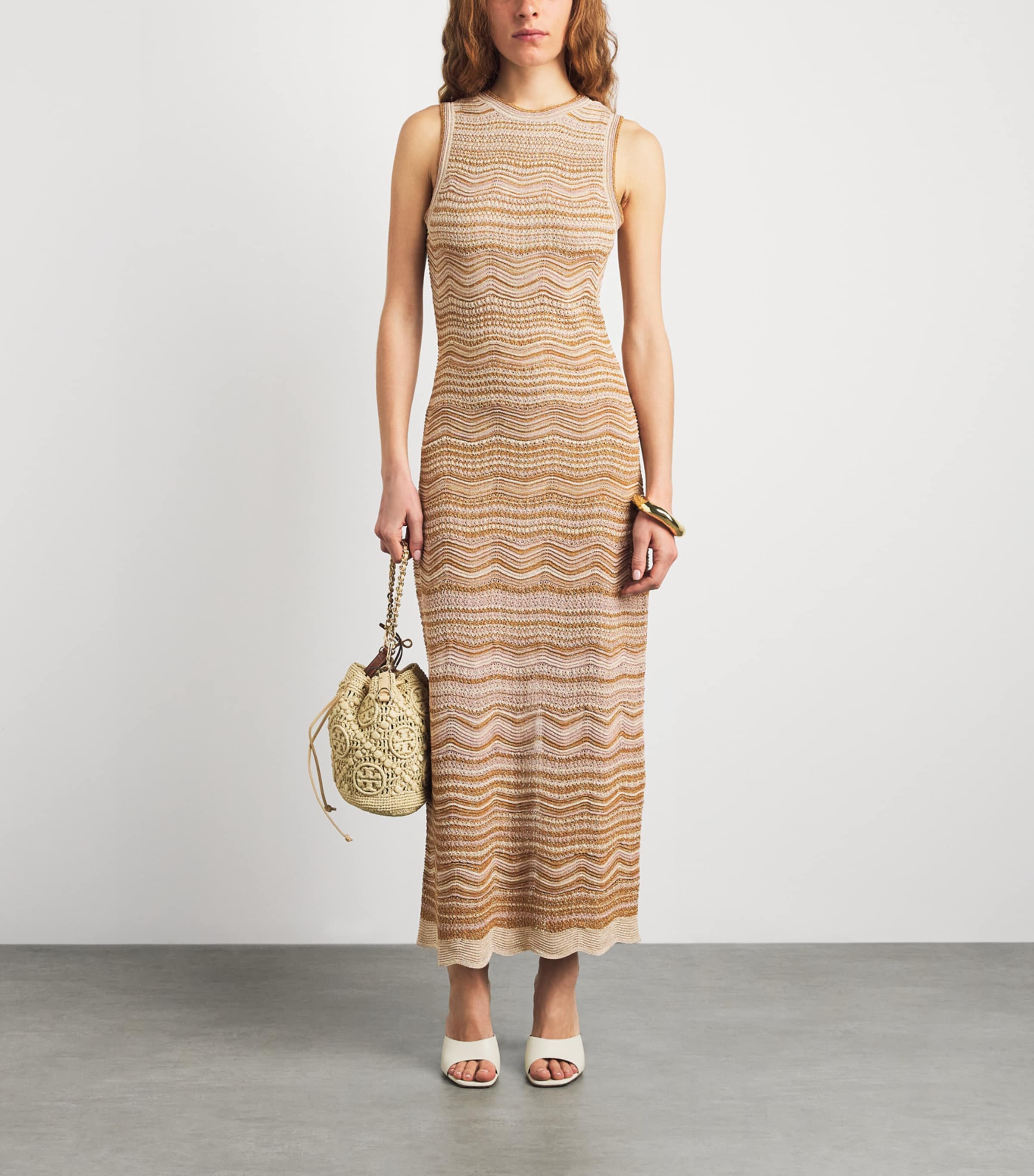 Sandro Paris Womens Knitted Sleeveless Midi Dress Brown Image 2