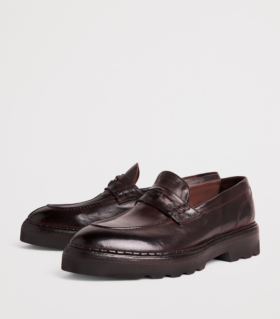 Calfskin Moccasin Penny Loafers CACAO Image 3