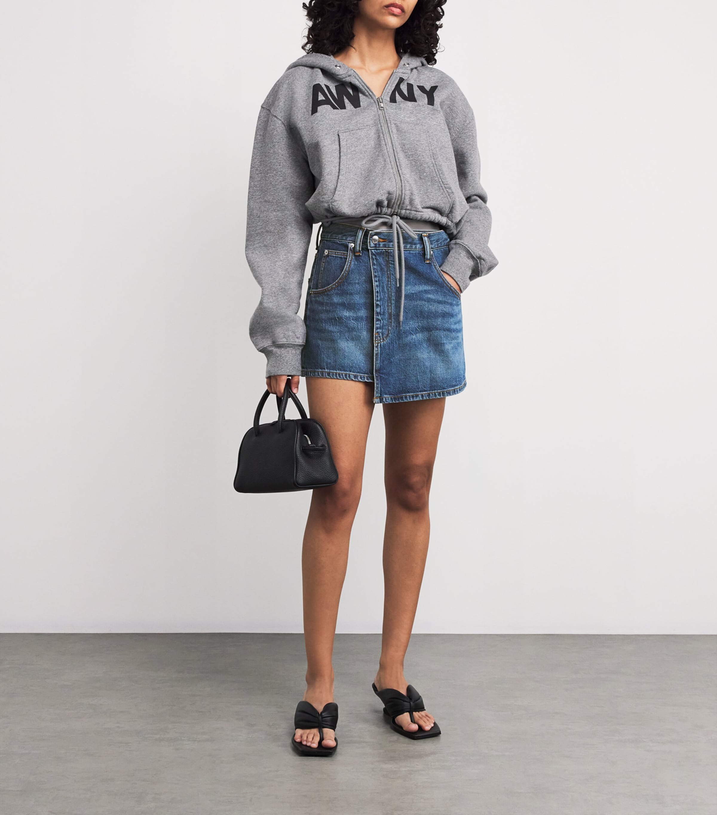 Denim Asymmetric Wrap Skirt 401 DEEP BLUE Image 2