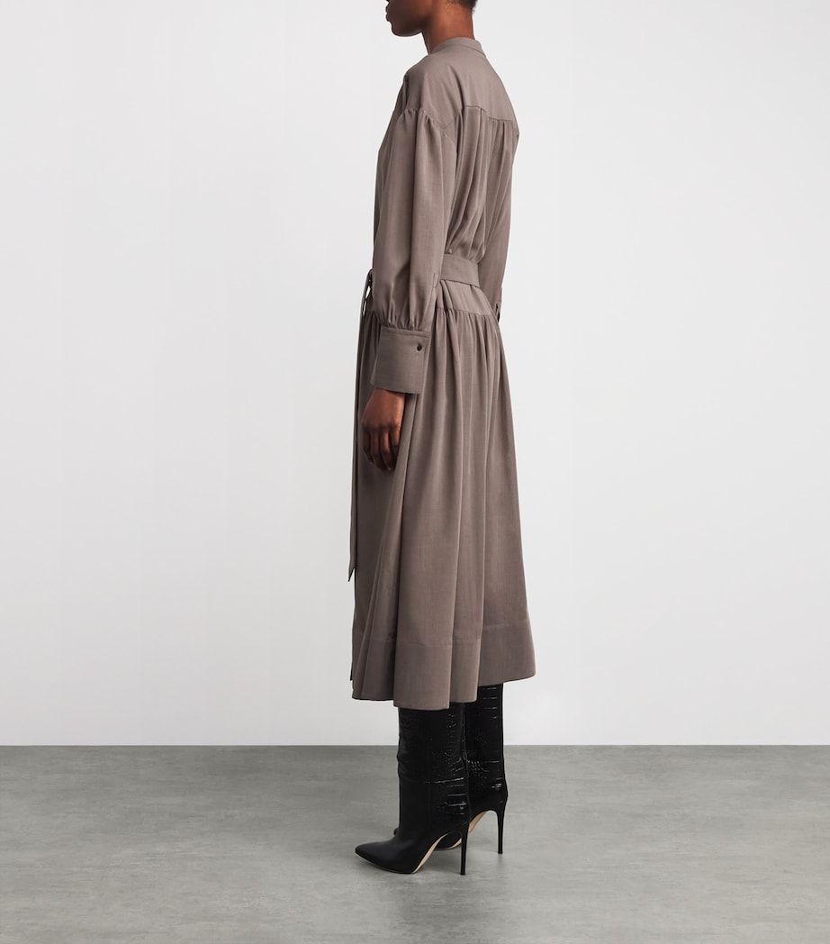 Wool-Blend Belted Emma Midi Dress MUSHROOM Image 3