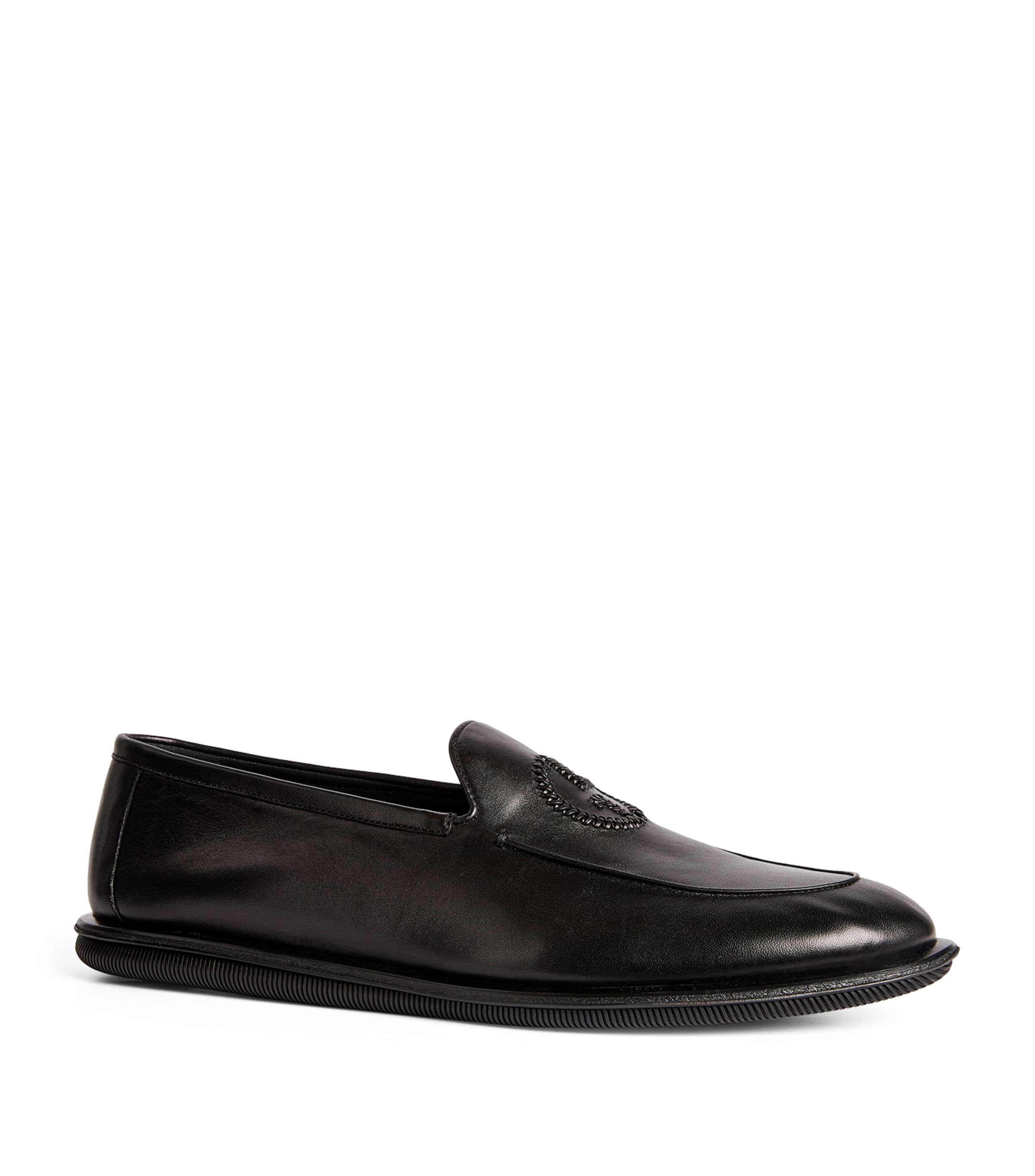 Leather Monogram-Embroidered Loafers 00002 Image 4