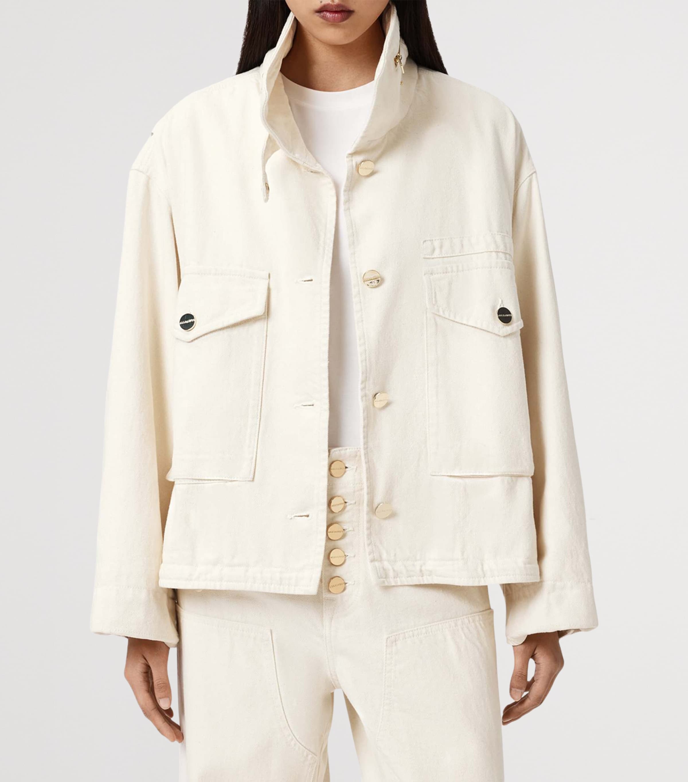 AllSaints Womens Denim Clay Jacket Ecru White Image 5