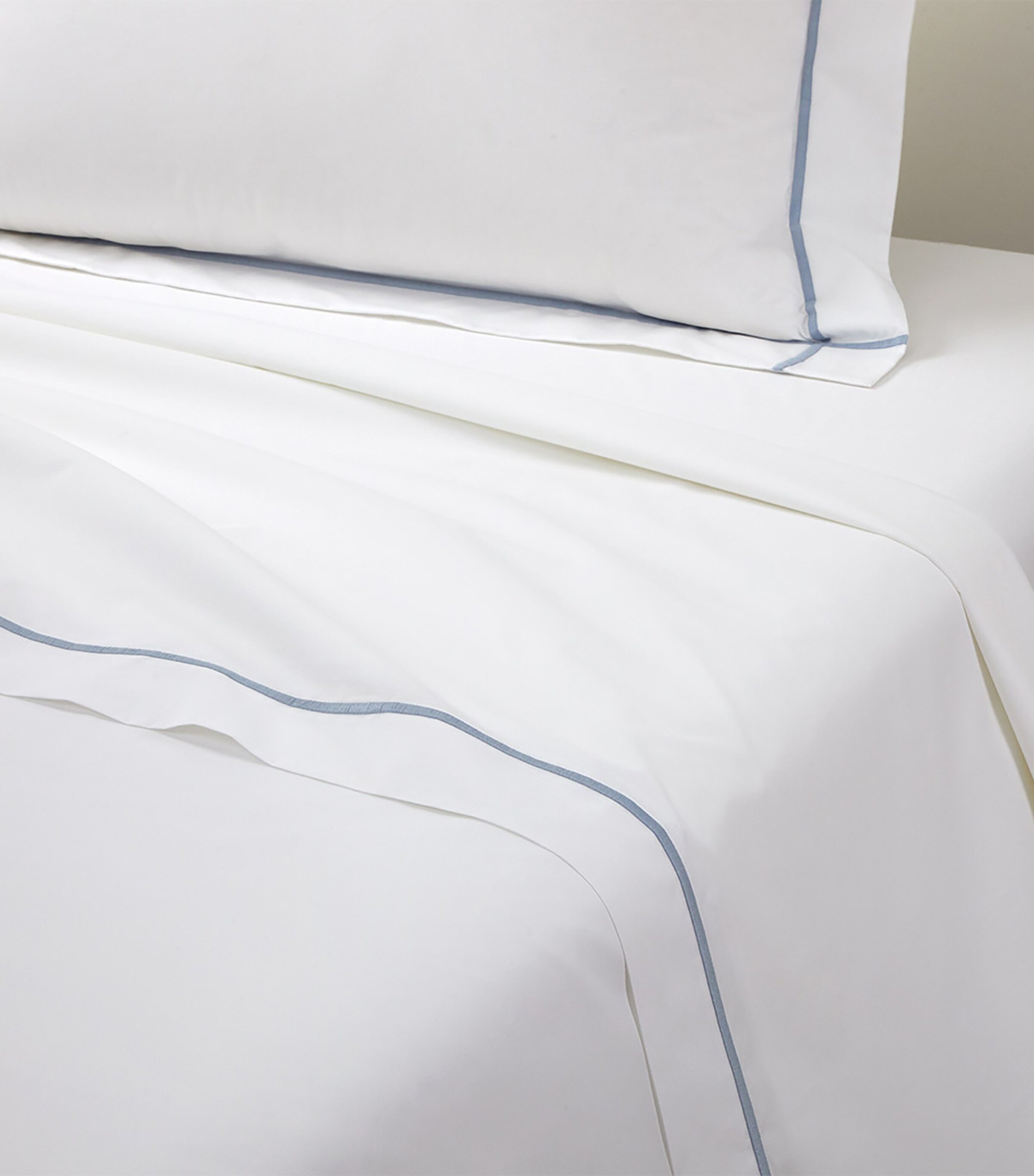 Yves Delorme Pima Cotton Athena Celeste Double Flat Sheet (240cm x 295cm) Celeste Image 2