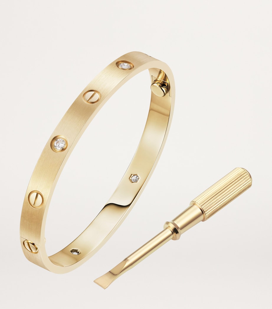 Yellow Gold and Diamond Brushed Love Bangle YELLOW GOLD Image 2