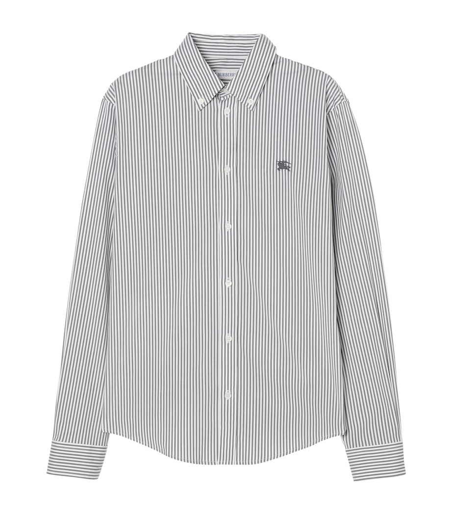 Burberry Mens Stretch-Cotton Stripe EKD Shirt Thunder Grey Stripe Image 1
