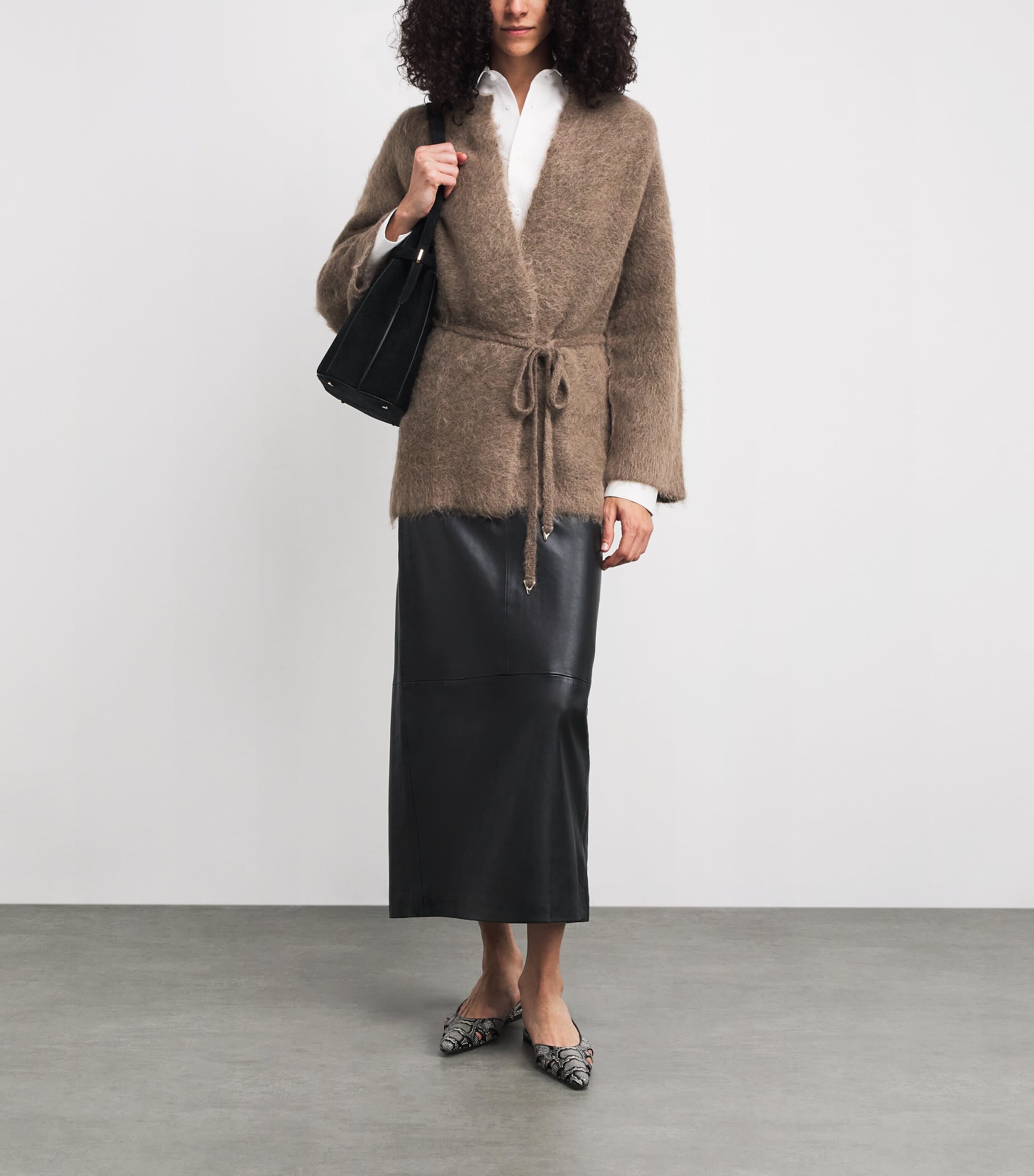 Alpaca-Blend Tie-Detail Cardigan 230 TAUPE Image 2