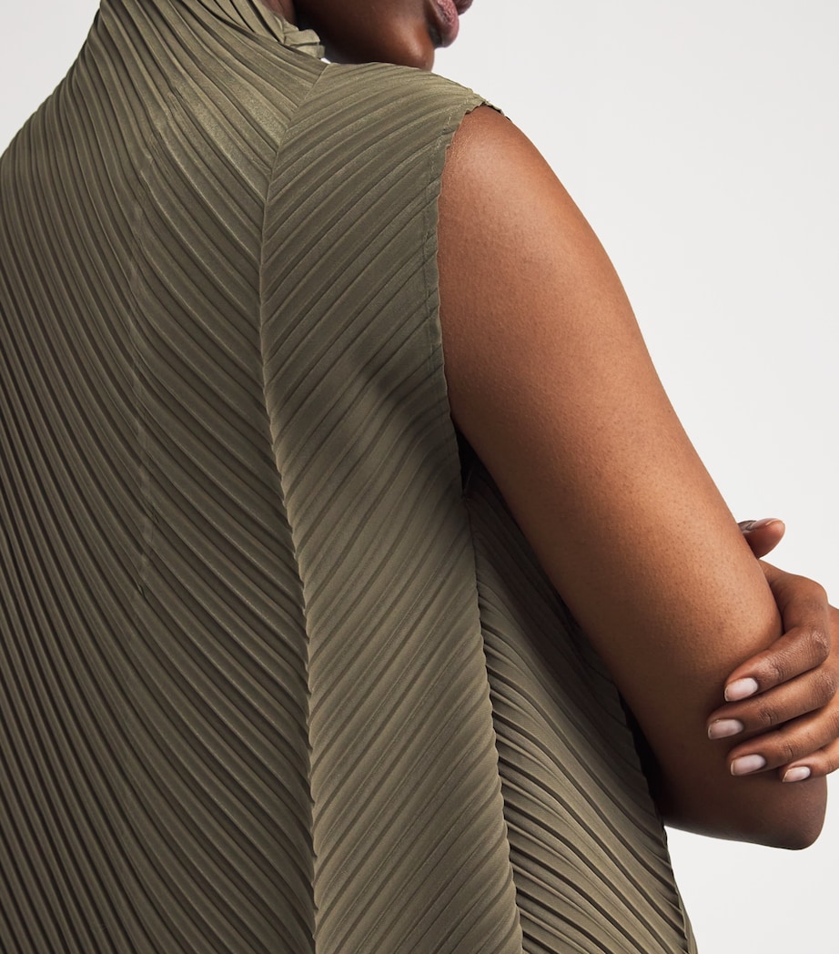 Soft Fold Pleats Midi Dress KHAKI Image 4
