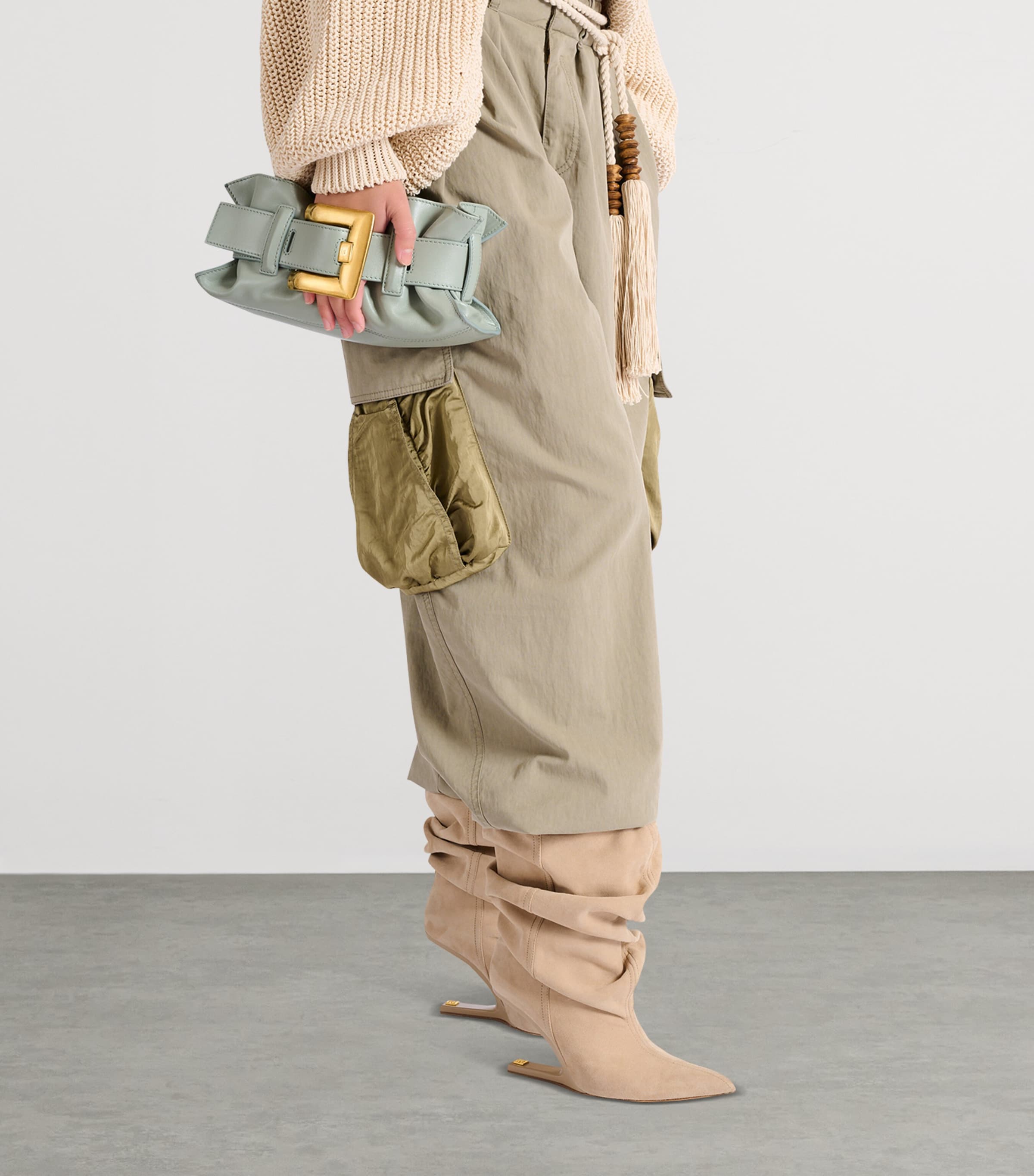 Balmain Mini Leather Anthem Shoulder Bag Faded Green Image 7