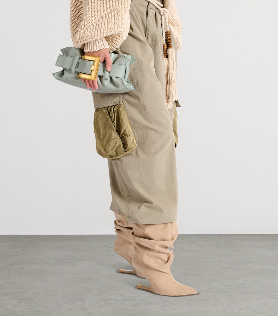 Balmain Mini Leather Anthem Shoulder Bag Faded Green Image 7