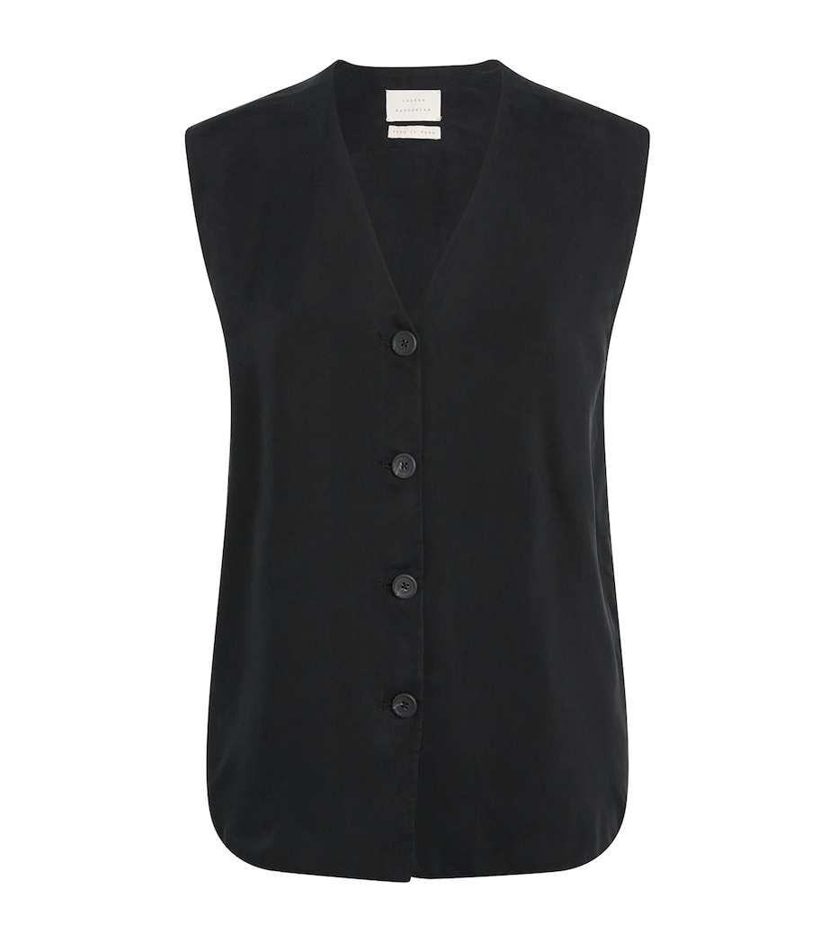 Sanded Buttoned Sleeveless Top B01 BLACK Image 1