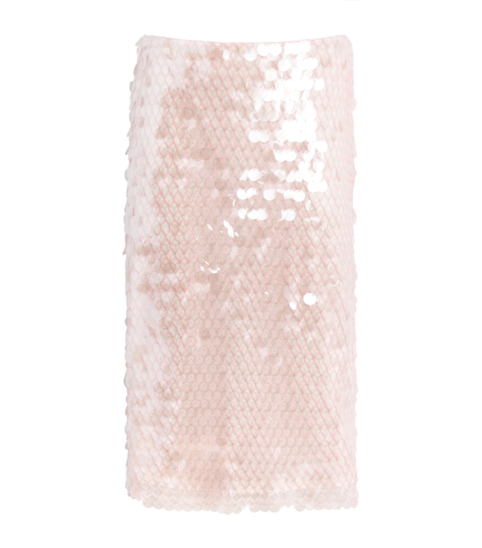 Tory Burch Sequin Mesh Midi Skirt Snw Wht/lght Pik