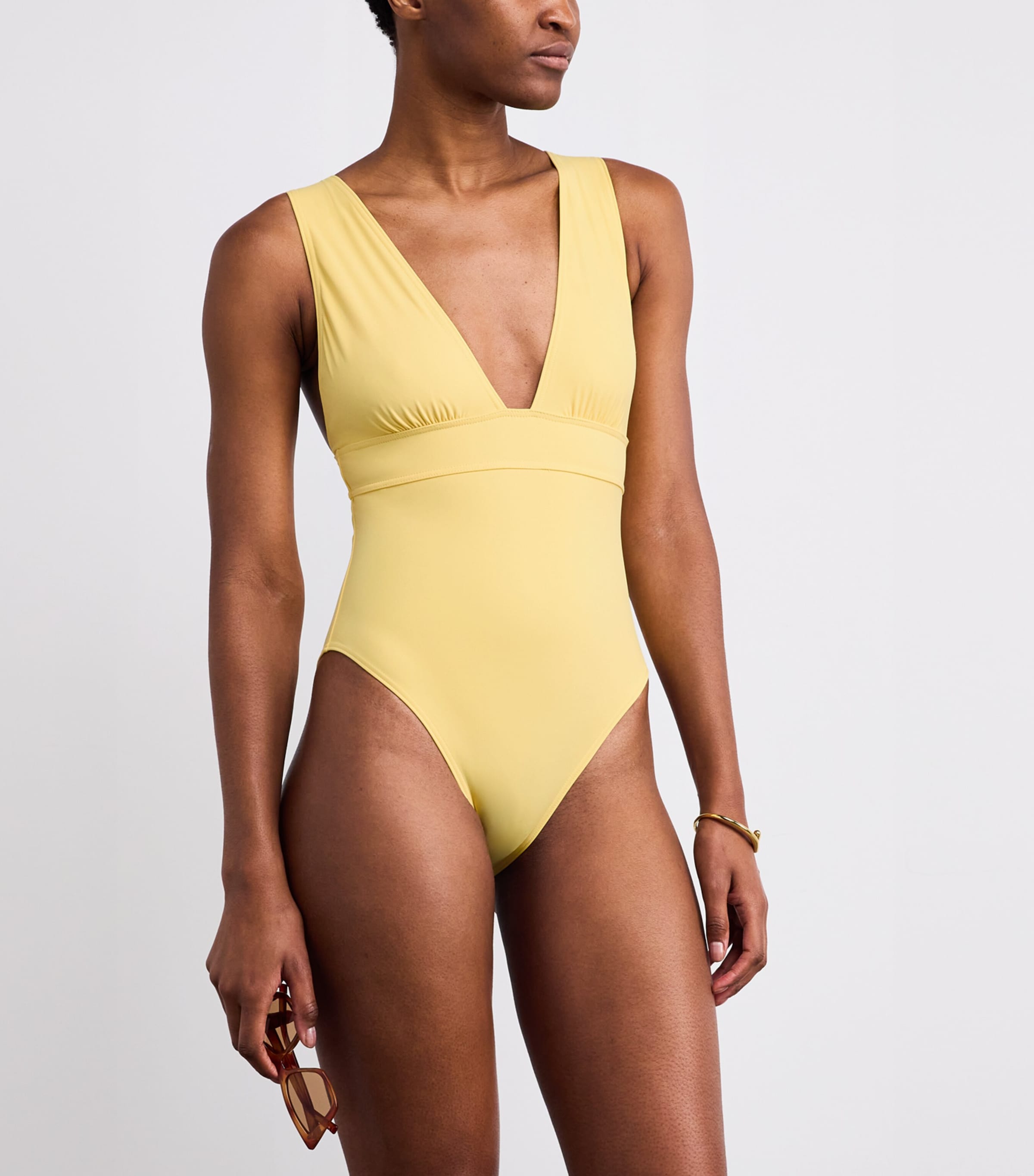 Plunge Swimsuit 100 JAUNE/YELLOW Image 2