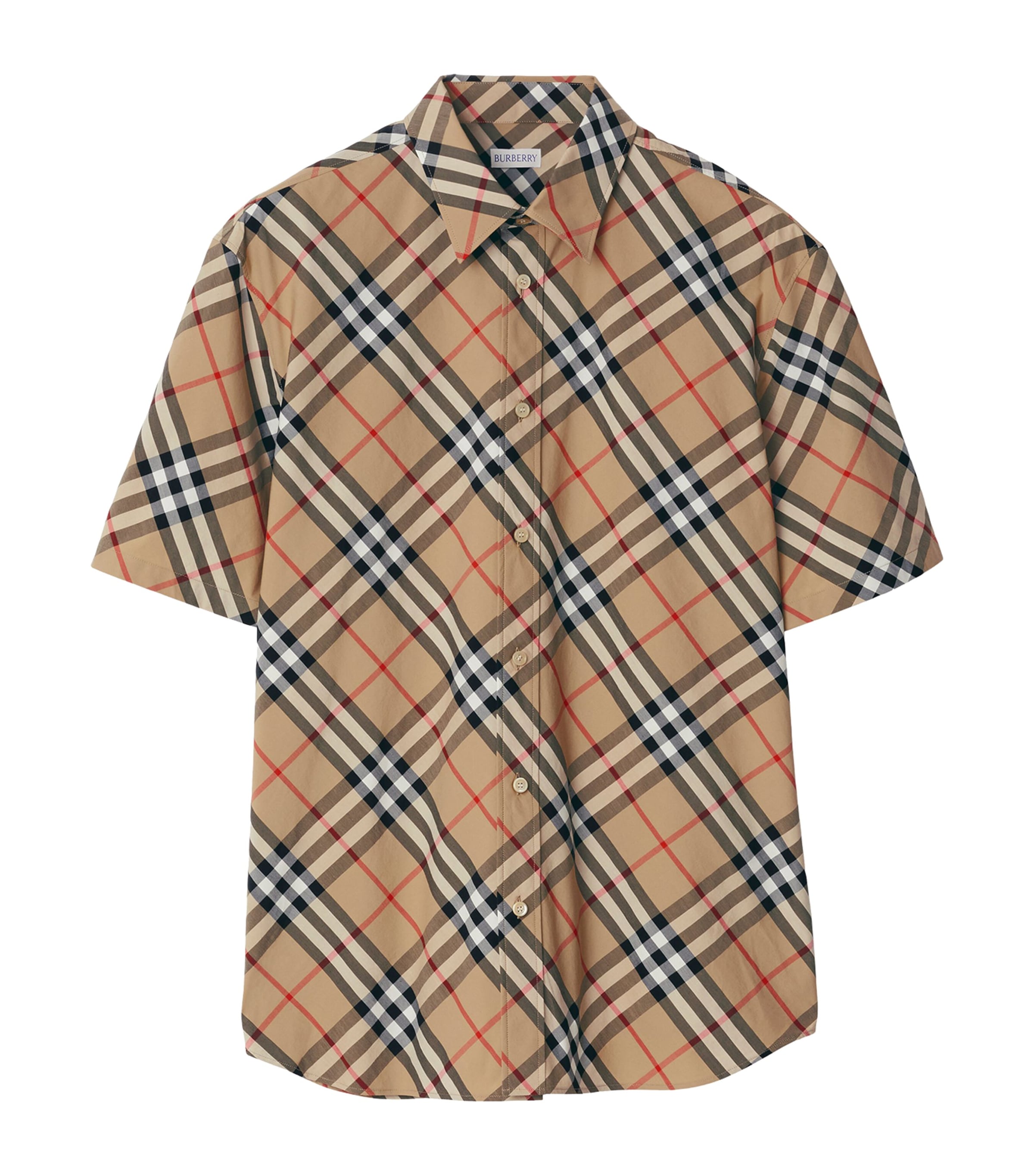 Shop Burberry Organic Cotton Short-sleeve Check Shirt In Yellow