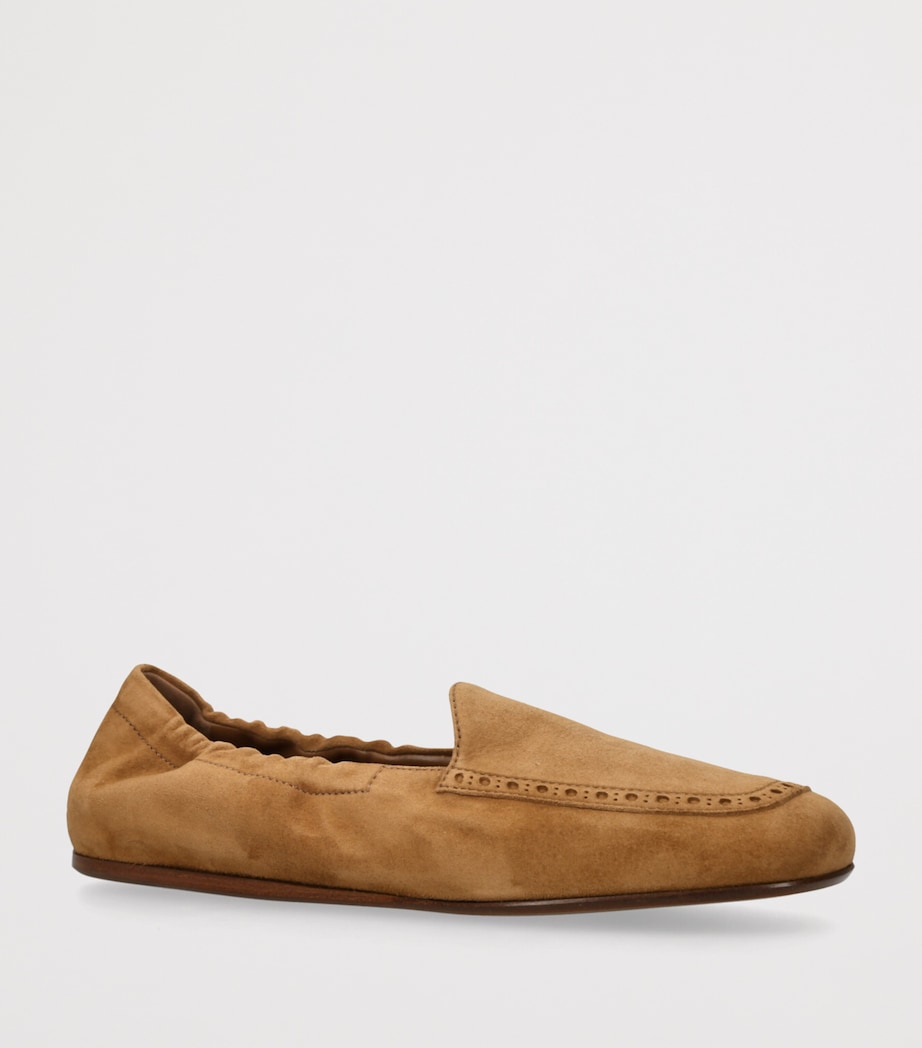 Suede Gathered Moccasin Loafers CAMEL Image 3