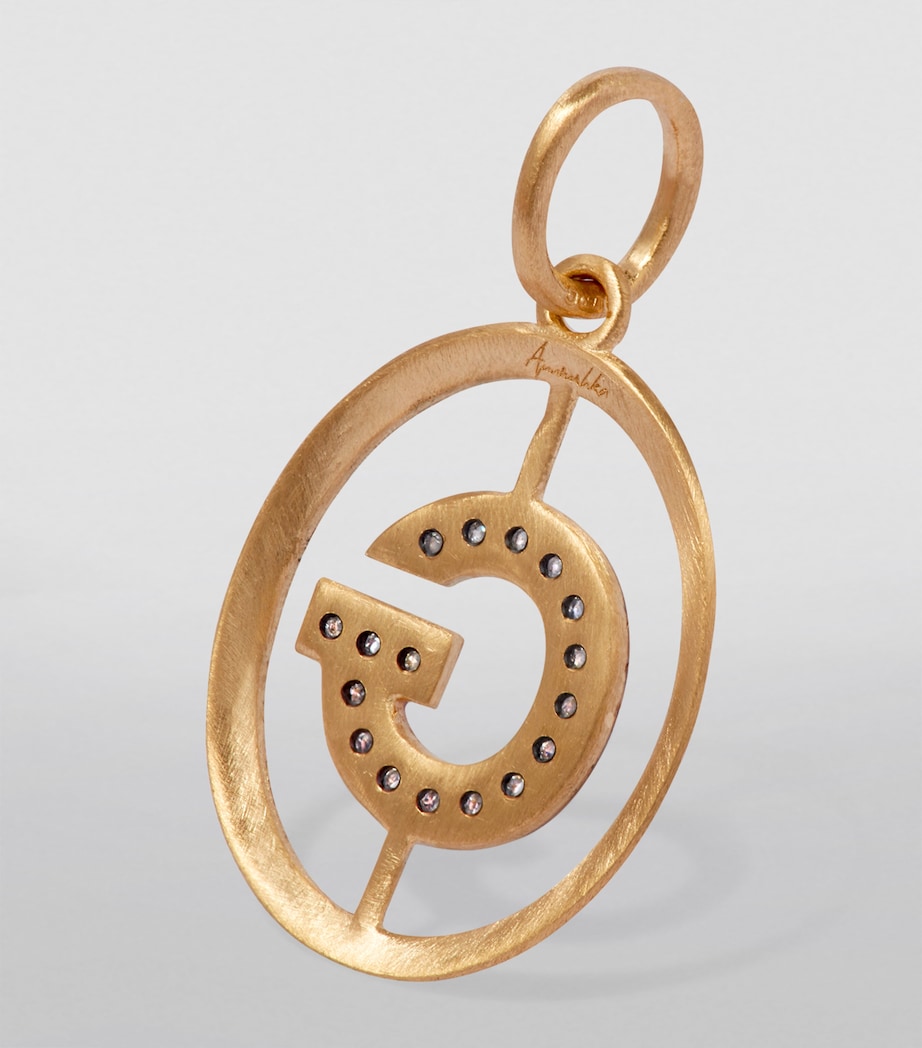 Yellow Gold and Diamond Initial G Pendant YELLOW GOLD Image 2