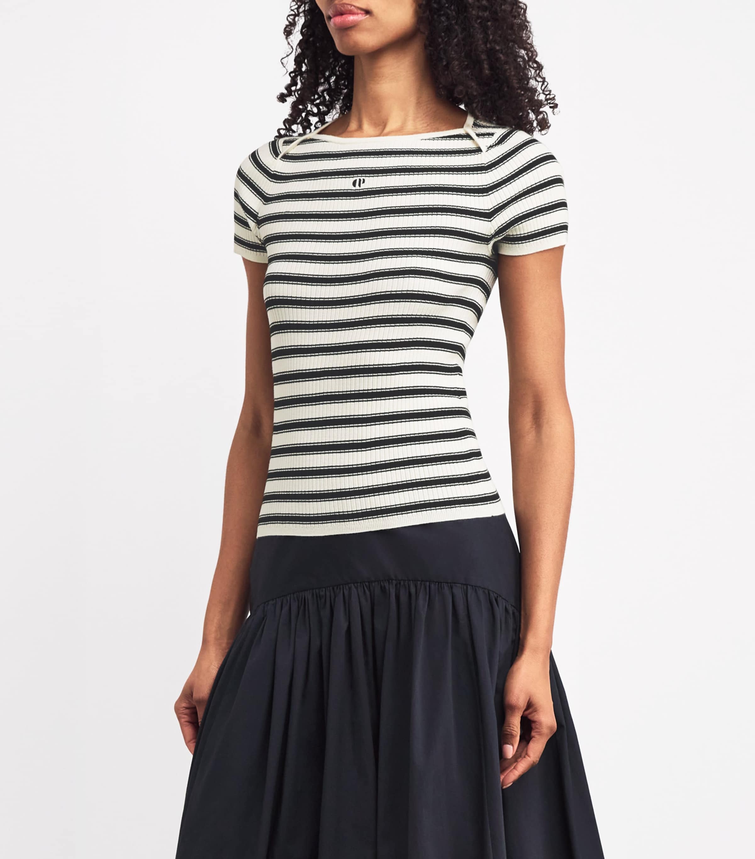 Striped Rib-Knit Top ECRU Image 3