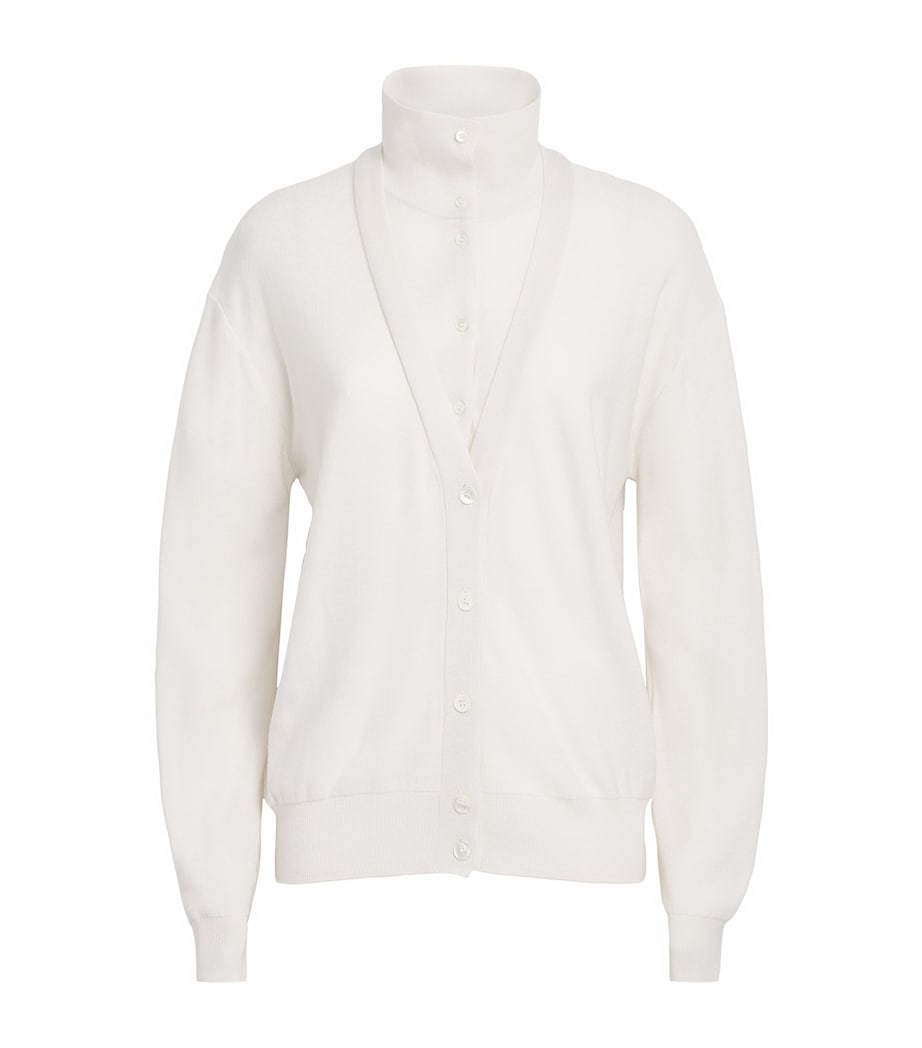 Source Unknown Womens Layered Fabbie Cardigan Ivory Image 1