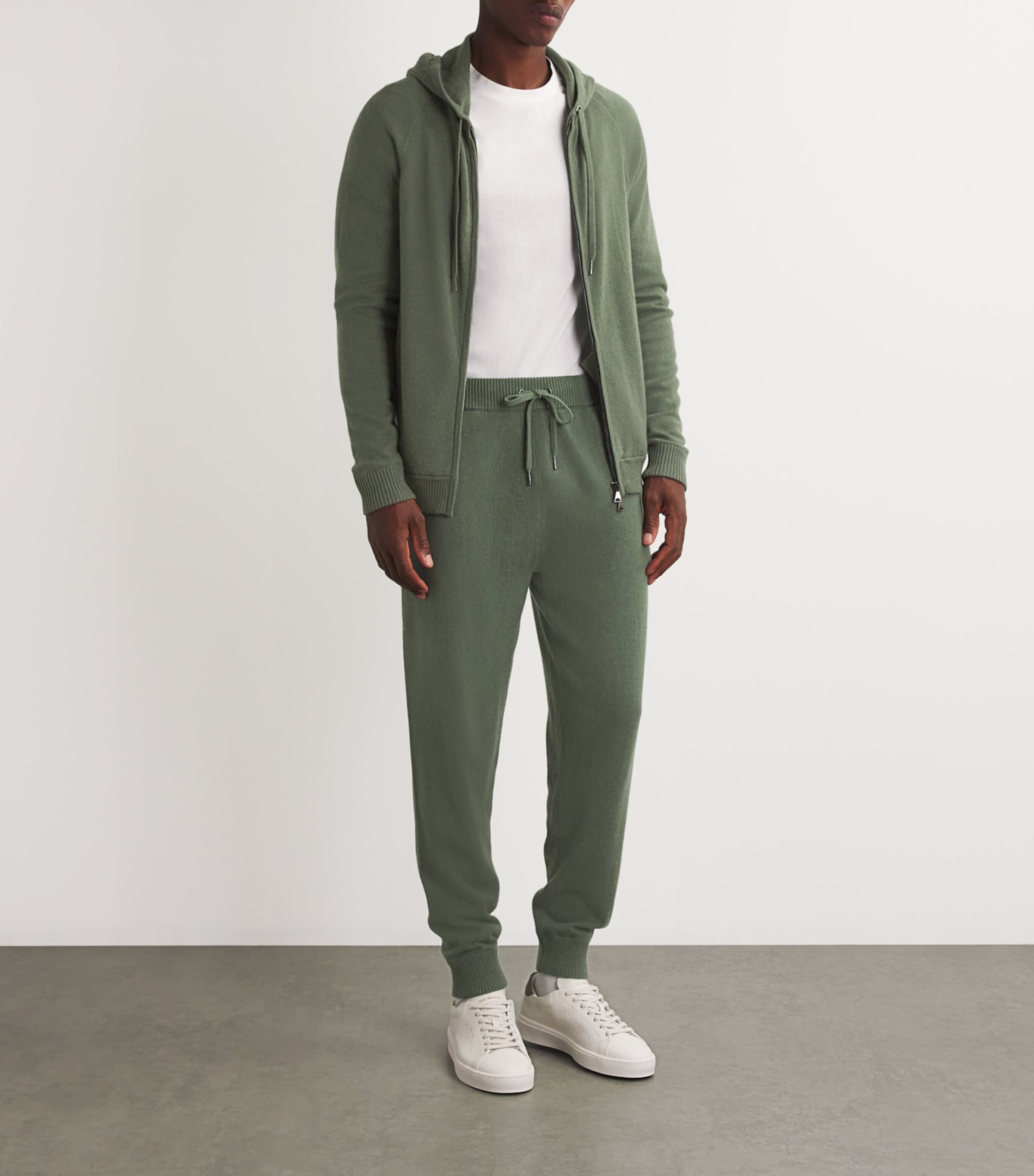 Derek Rose Mens Cashmere Finley Sweatpants Green Image 2