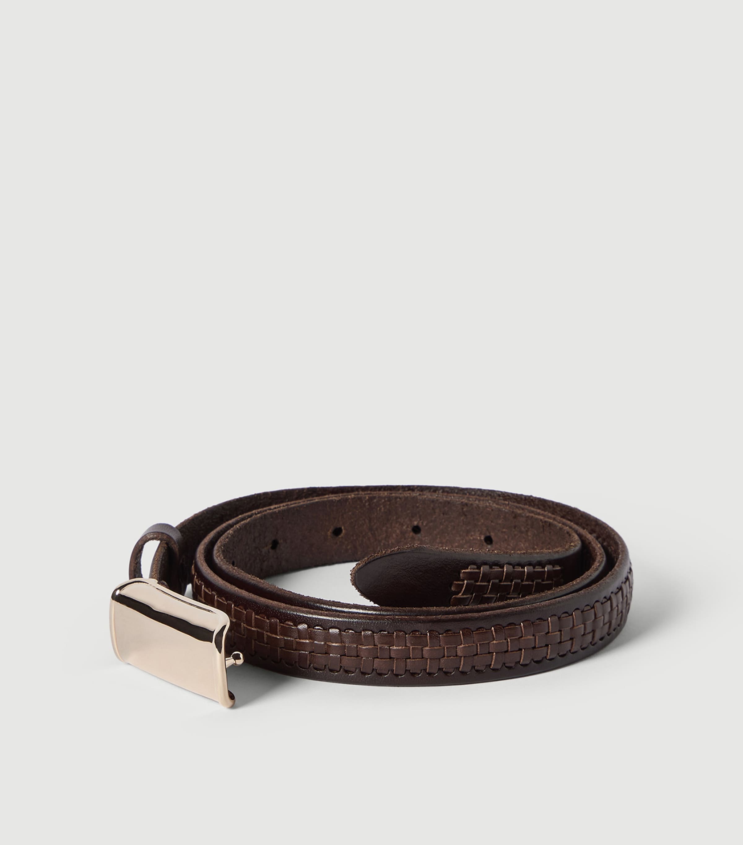Brunello Cucinelli Brown Leather Woven Belt | Harrods AU