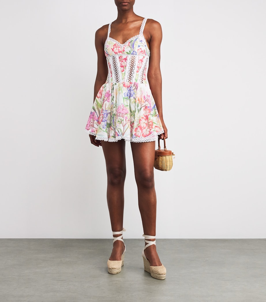 Lace-Trim Gardenia Mini Dress WHITE BOTANICAL Image 2