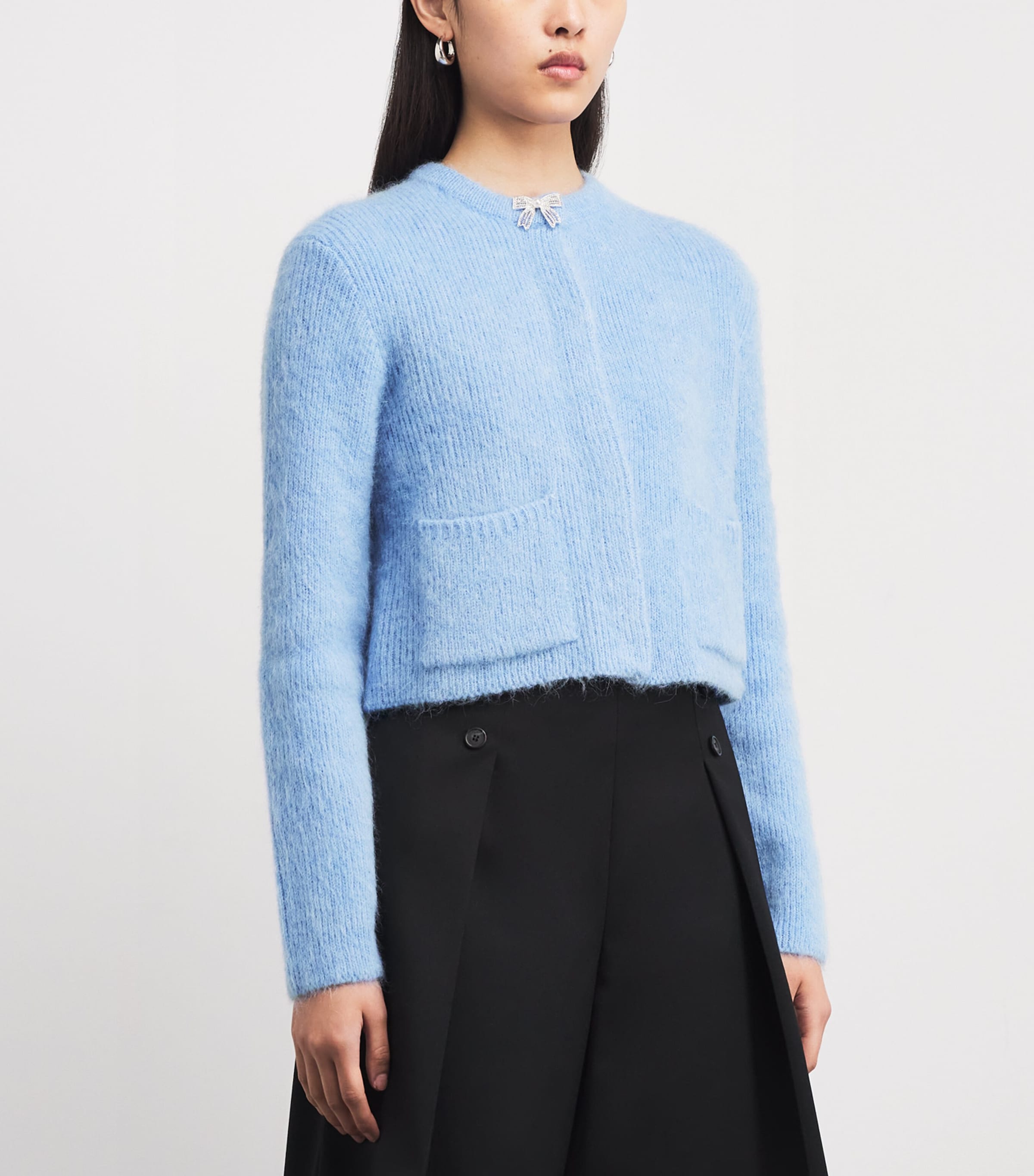 Cropped Bow Cardigan BLUE SKY Image 3