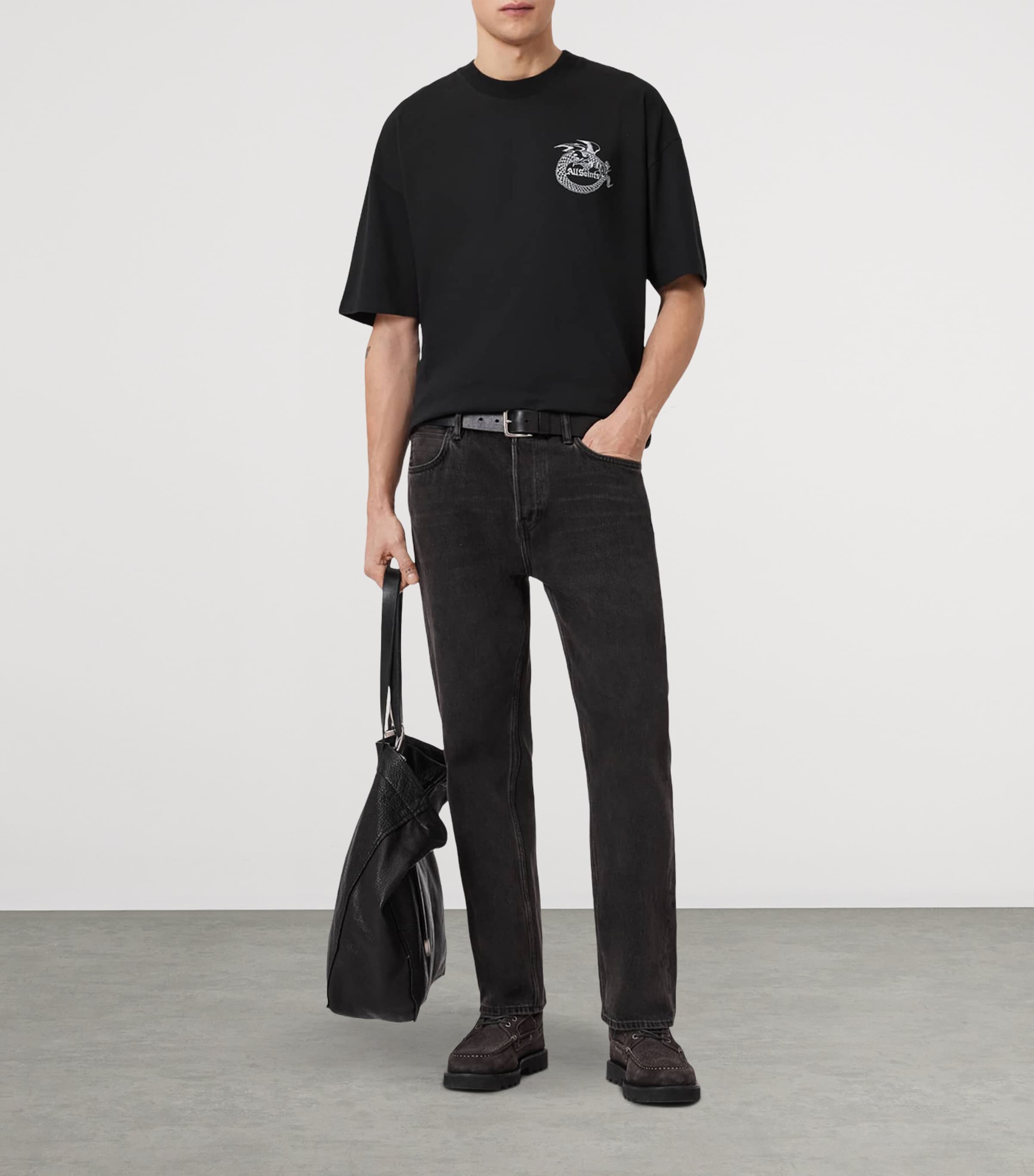 AllSaints Mens Organic Cotton Terra T-Shirt Jet Black Image 5