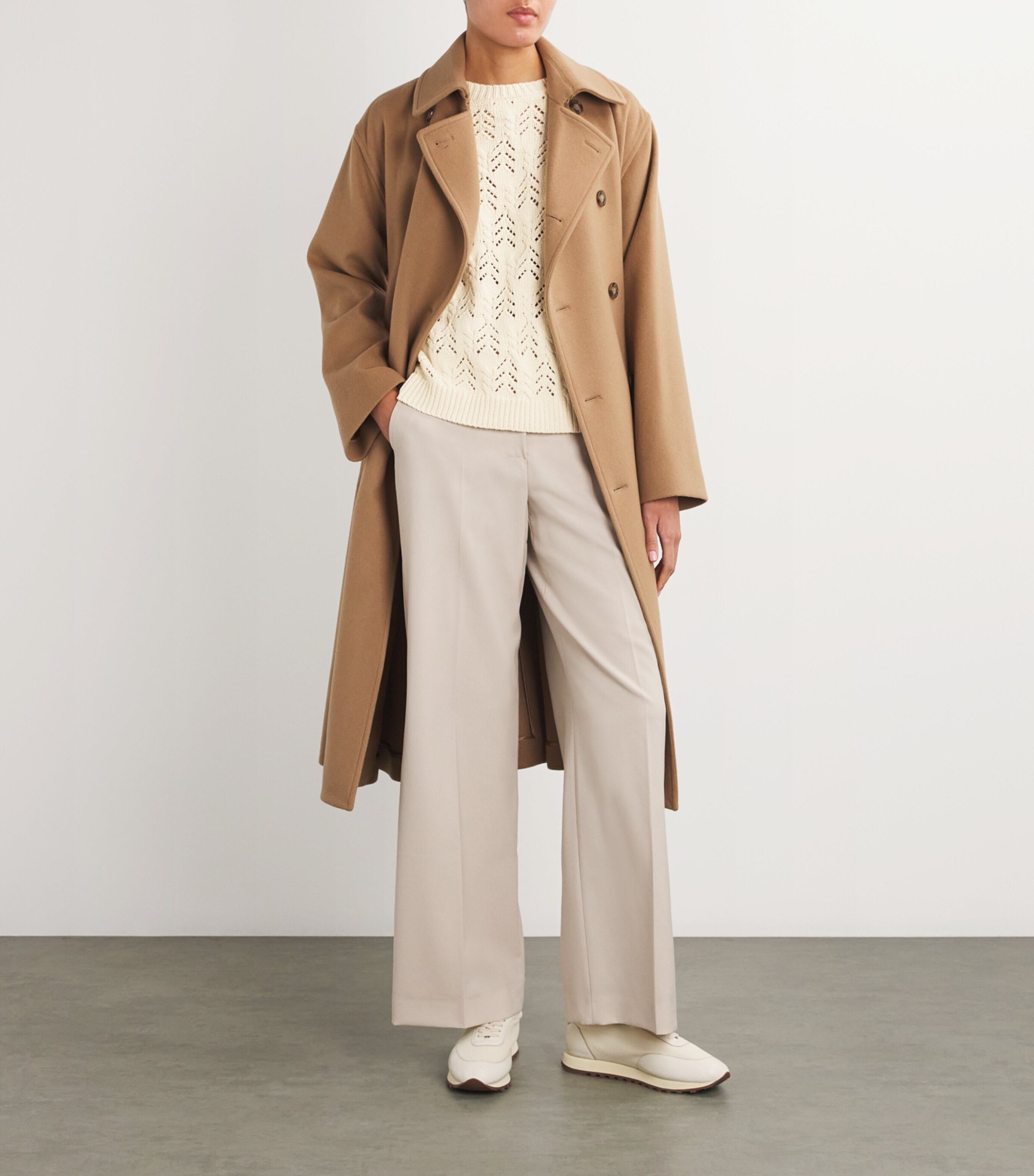 Cotton-Blend Cable-Knit Sweater ECRU Image 2