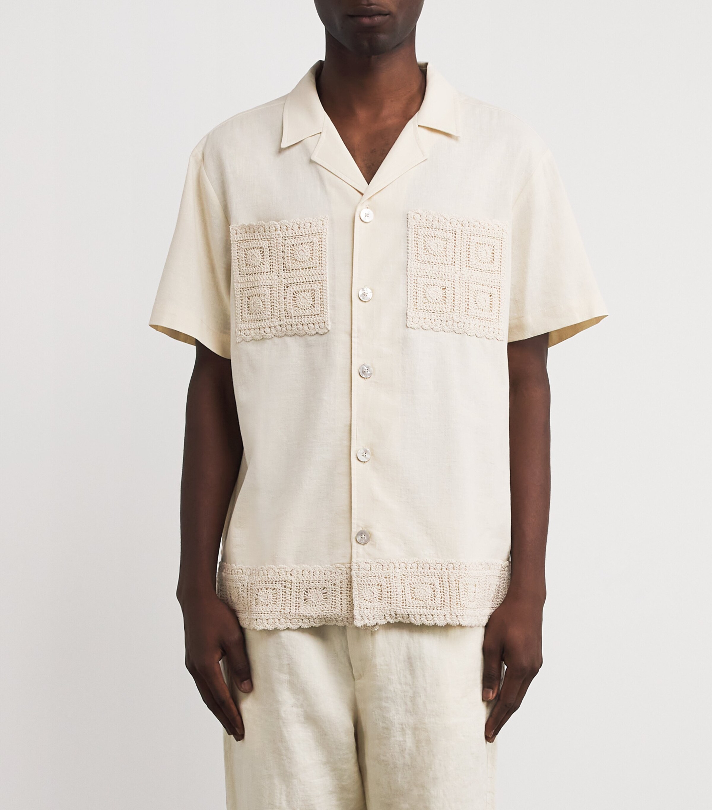 CHÉ Mens Cotton-Linen Inigo Shirt Ivory Image 3