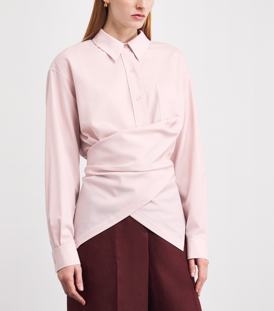 Lafayette 148 Womens Wool-Blend Convertible Shirt Cherry Blossom Image 3