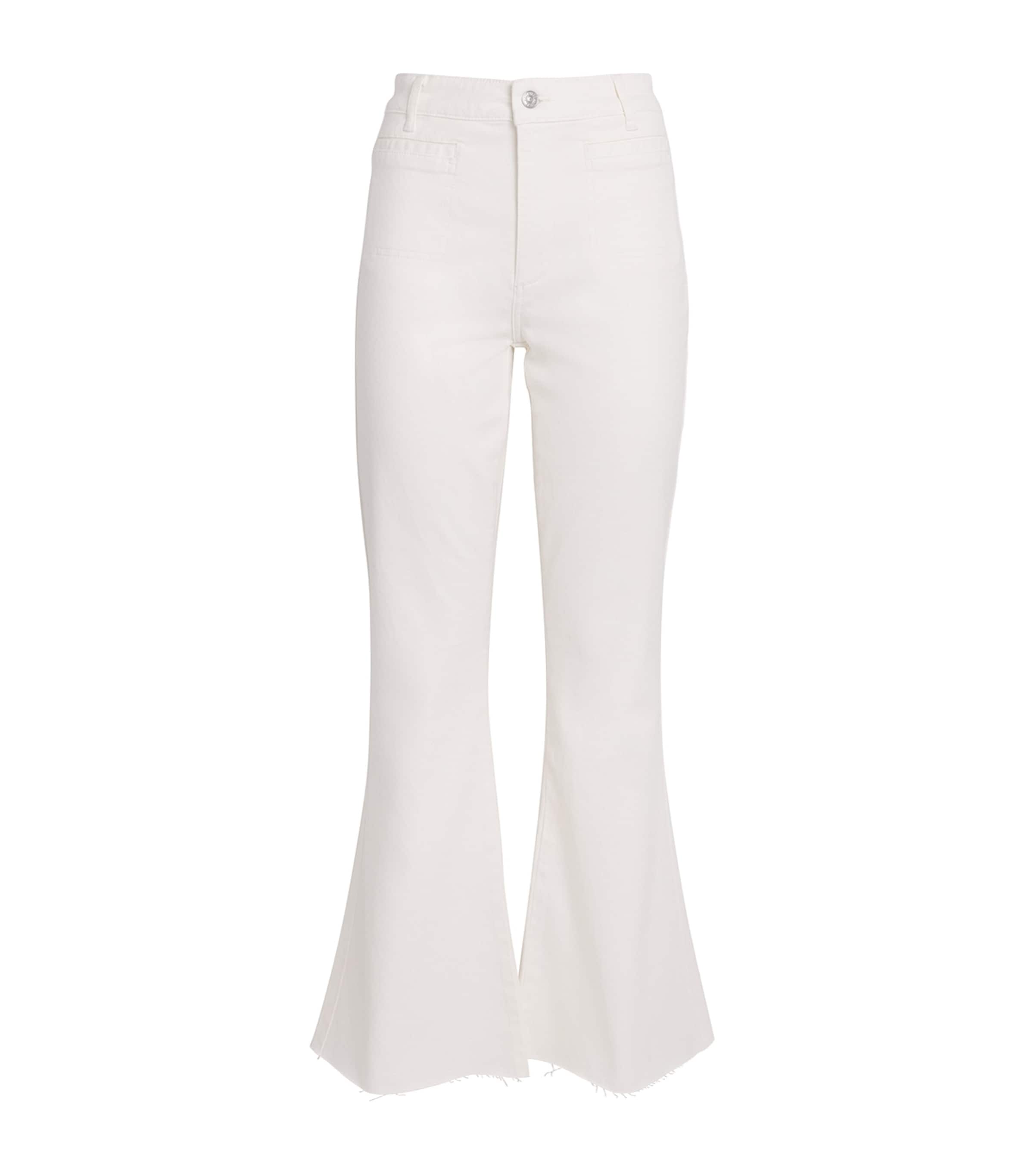 Paige Marlow High Waist Ankle Skimmer Flare Jeans In White