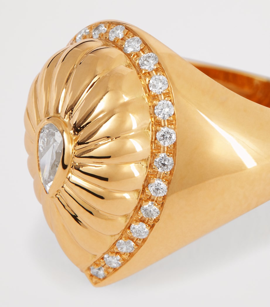 Yellow Gold and Diamond Bond Street Pinky Ring YELLOW GOLD Image 5