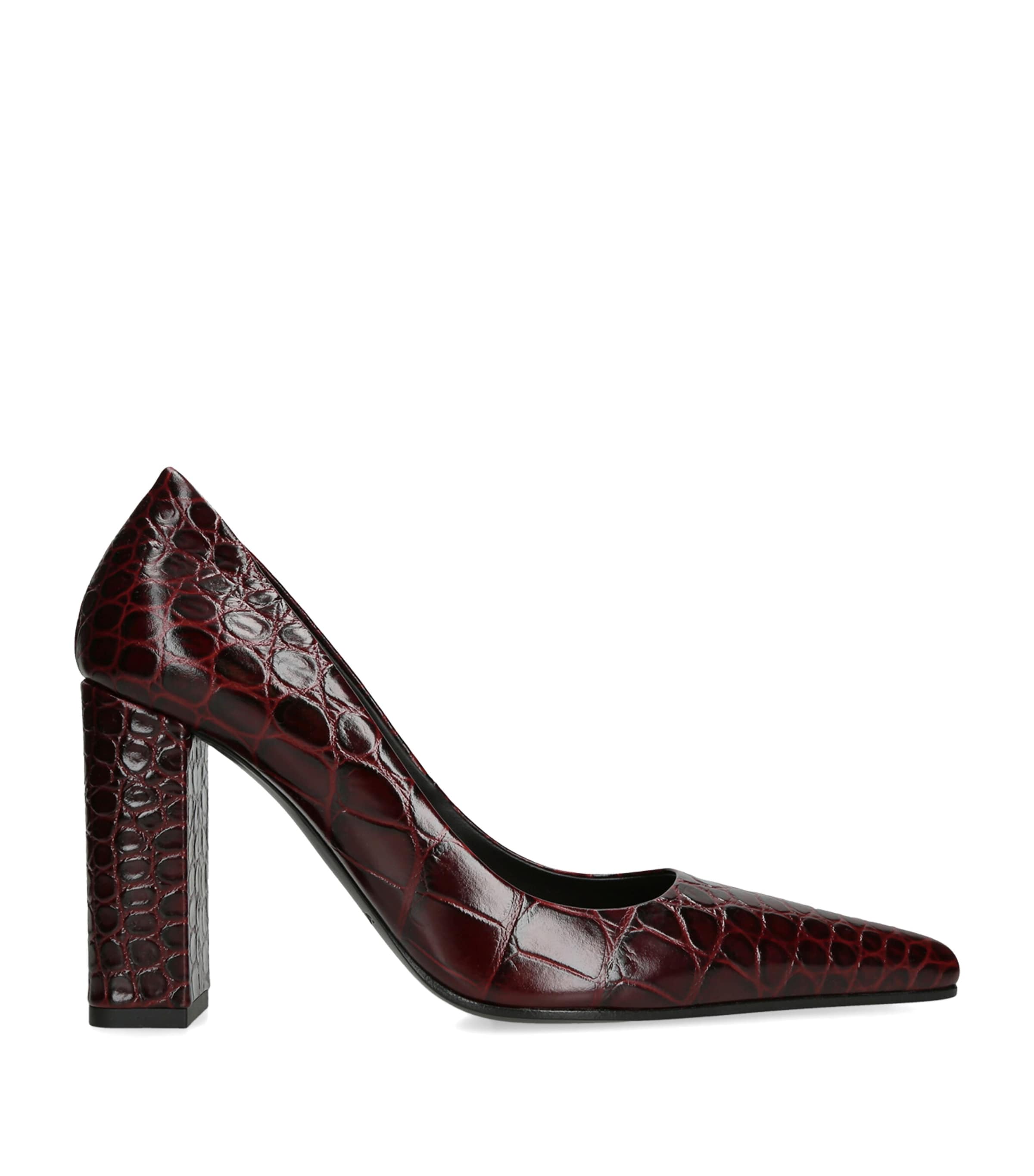Alaïa Show Pointed Toe Lizard Embossed Pump In Burgundy