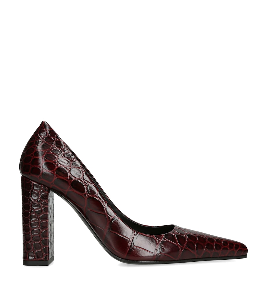 Leather Point-Toe Pumps 90 WINE Image 1