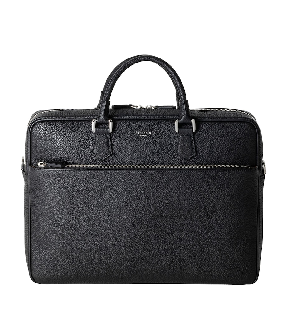 Slim Cachimere Leather Briefcase BLACK Image 1