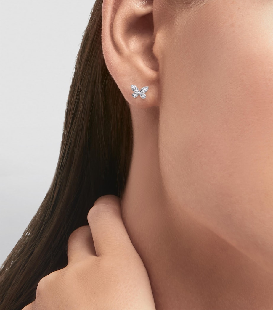 White Gold and Diamond Butterfly Stud Earrings WHITE GOLD Image 2