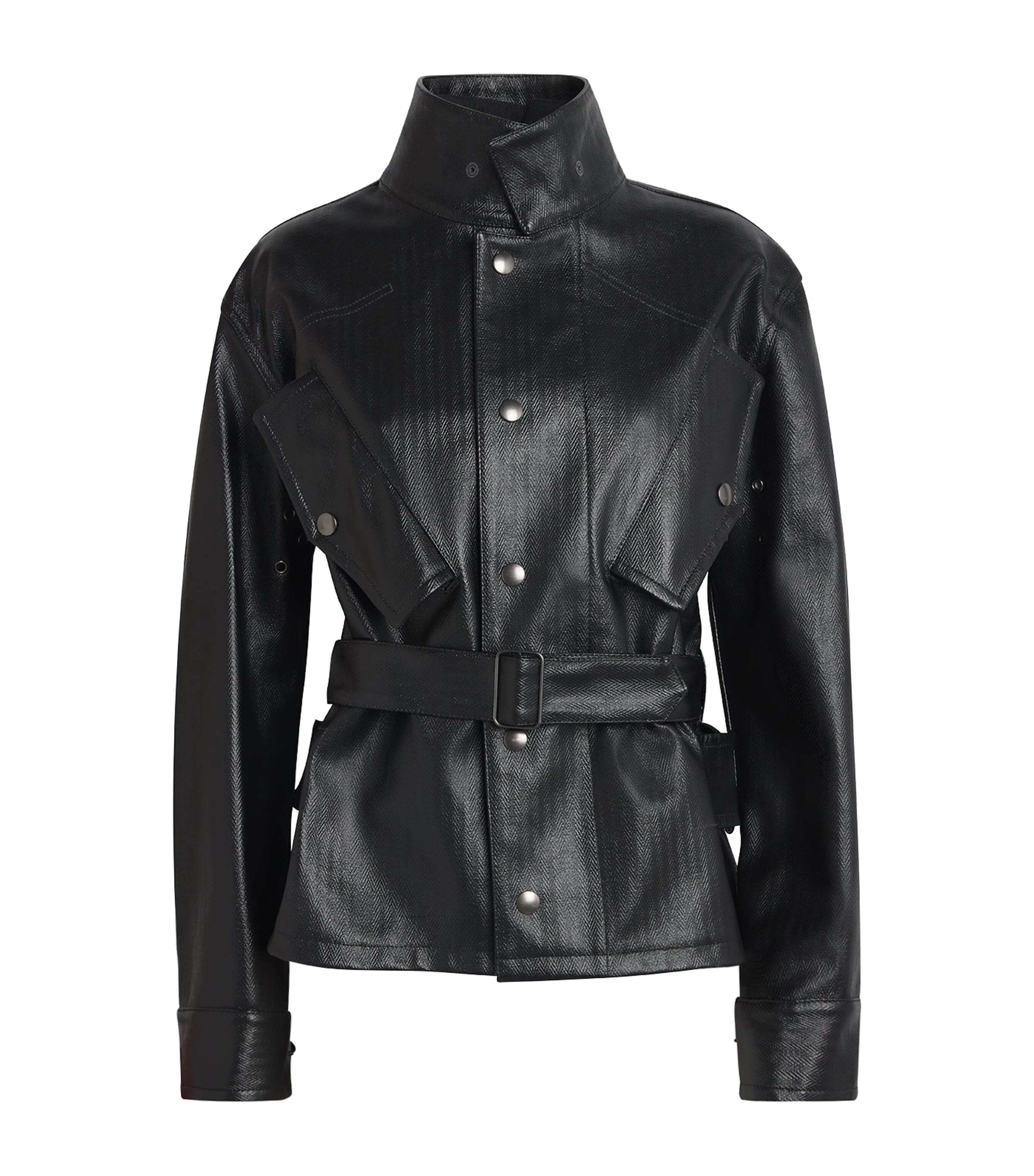 Maison Margiela Womens Black Belted Regular-fit Coated-cotton Jacket In Black