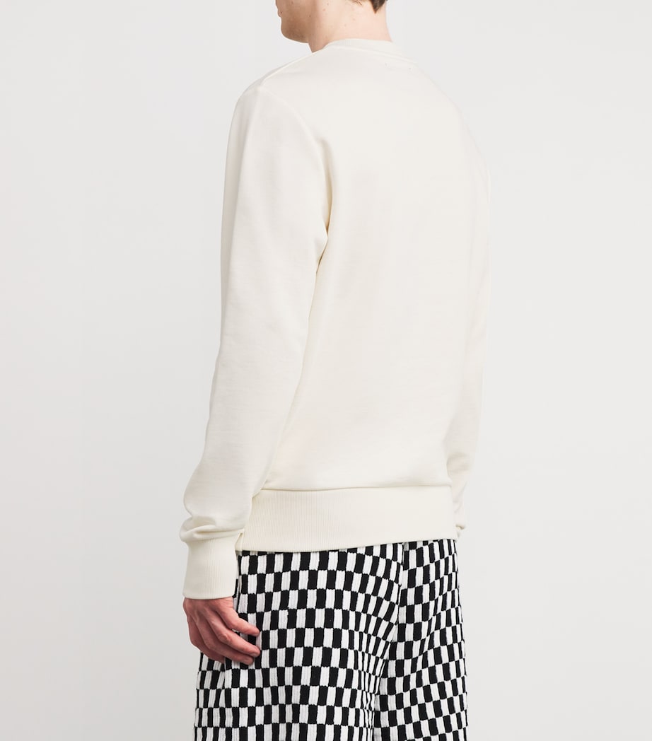 Cotton Embroidered Sweatshirt 560-ECRU Image 4