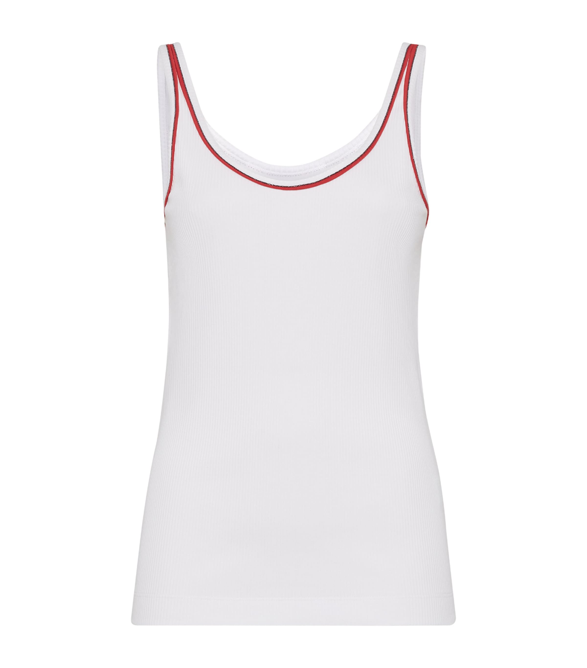 Brunello Cucinelli Women Cotton Top With Shiny Piping In White