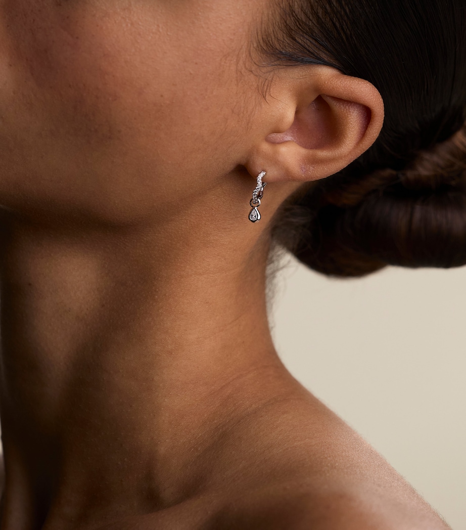 Astrid & Miyu Rhodium-Plated Sterling Silver and Cubic Zirconia Ripple Huggie Earrings Silver Image 2