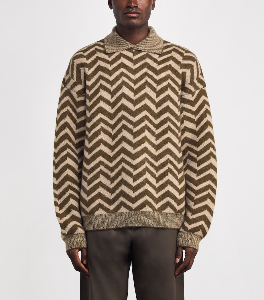 Wool-Blend Chevron Jacquard Sweater F6163 Image 3