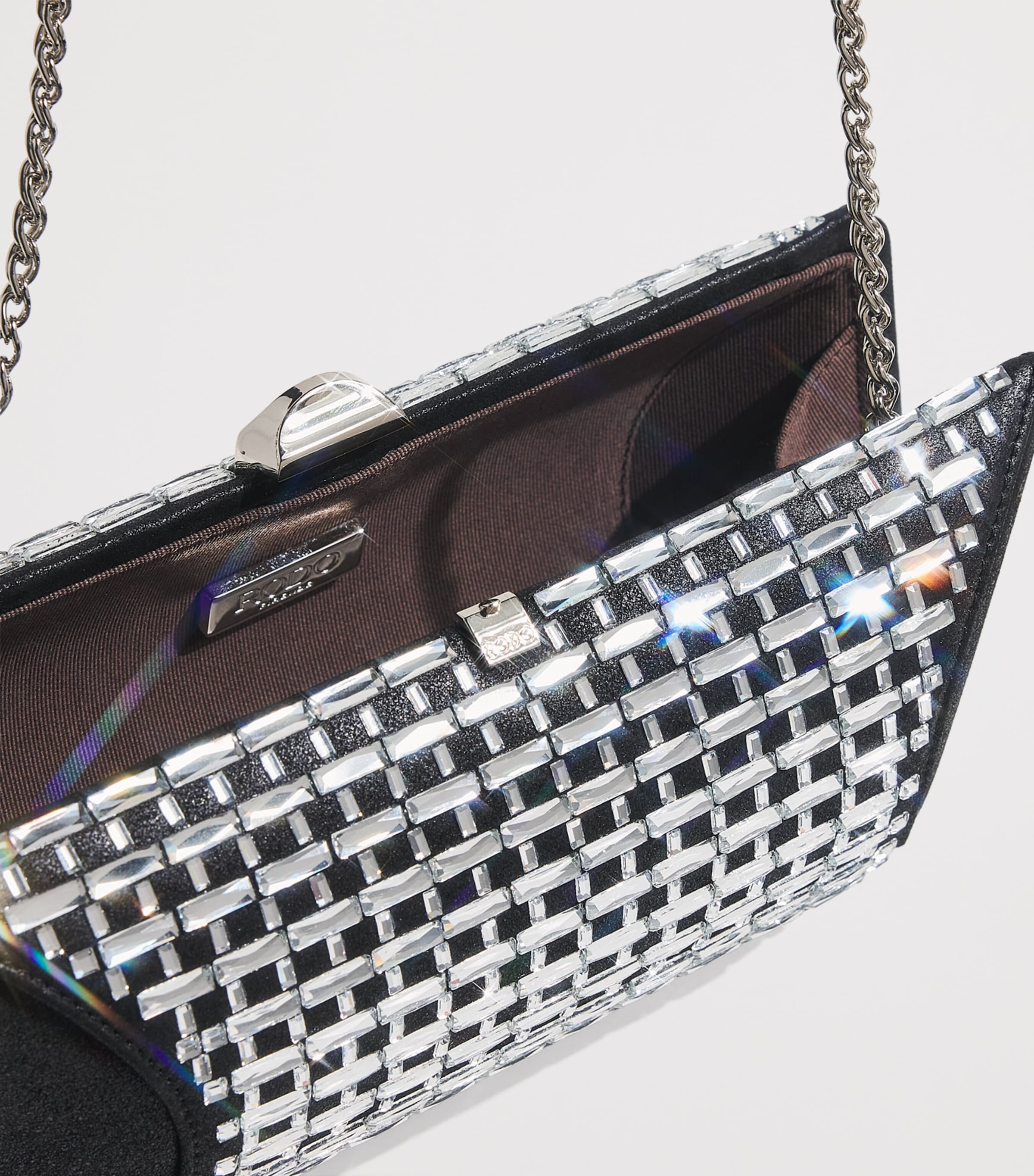 Satin Embellished Tube Plus Clutch Bag 0099 BLACK Image 4