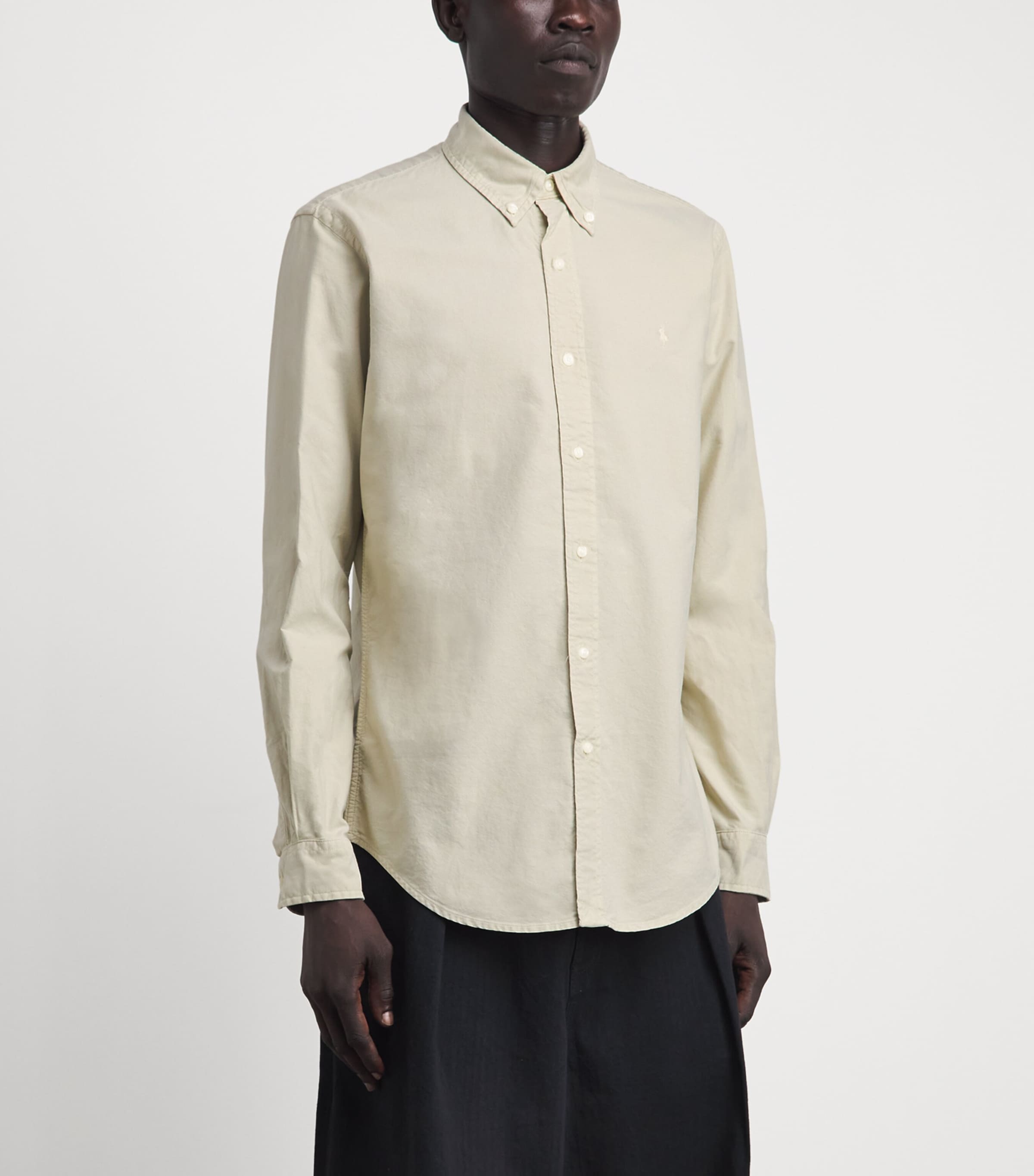 Polo Ralph Lauren Mens Garment-Dyed Oxford Shirt Classic Stone Image 4