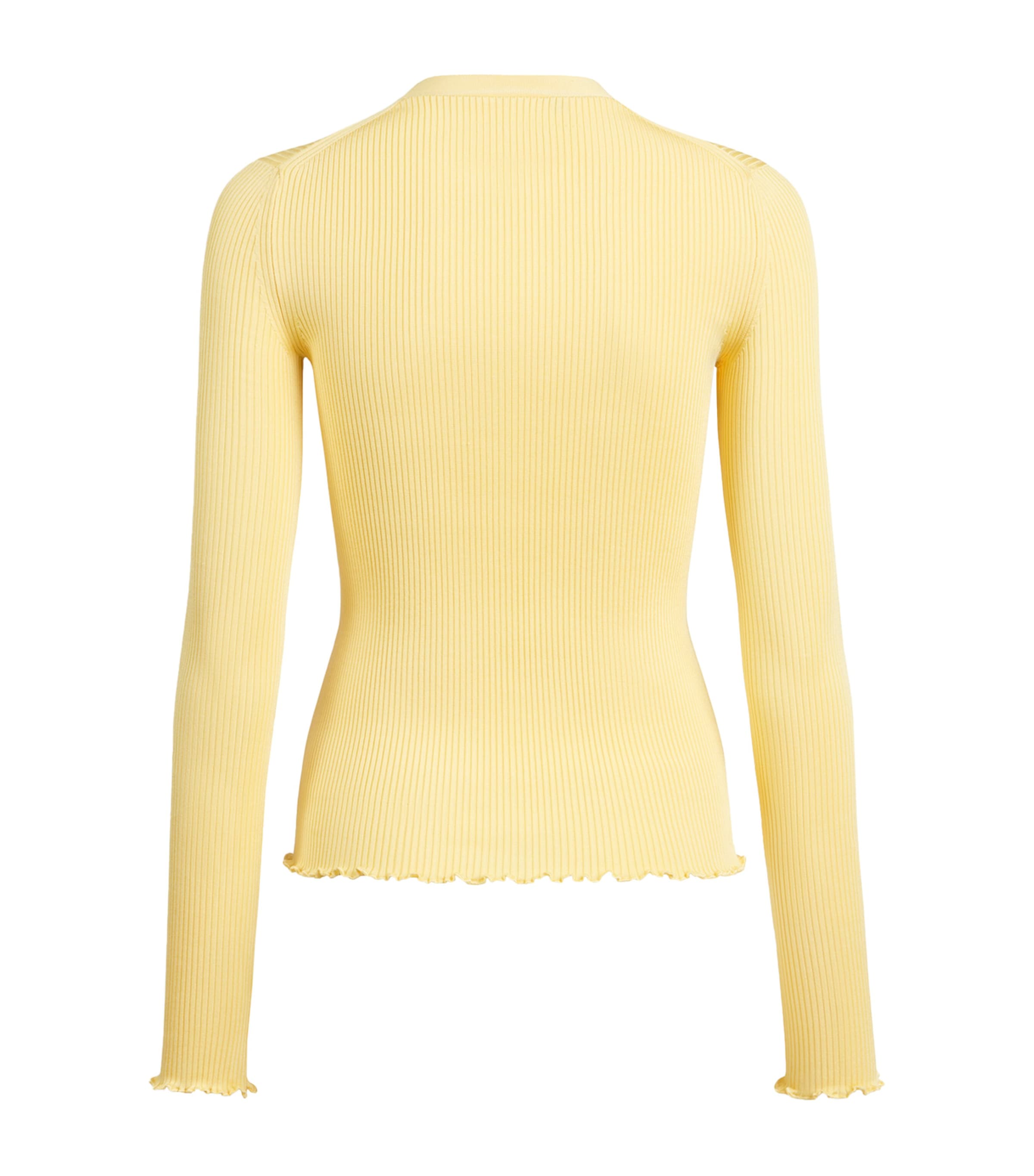 Alaïa Womens Silk-Blend Ribbed Sweater Pale Yellow Image 2