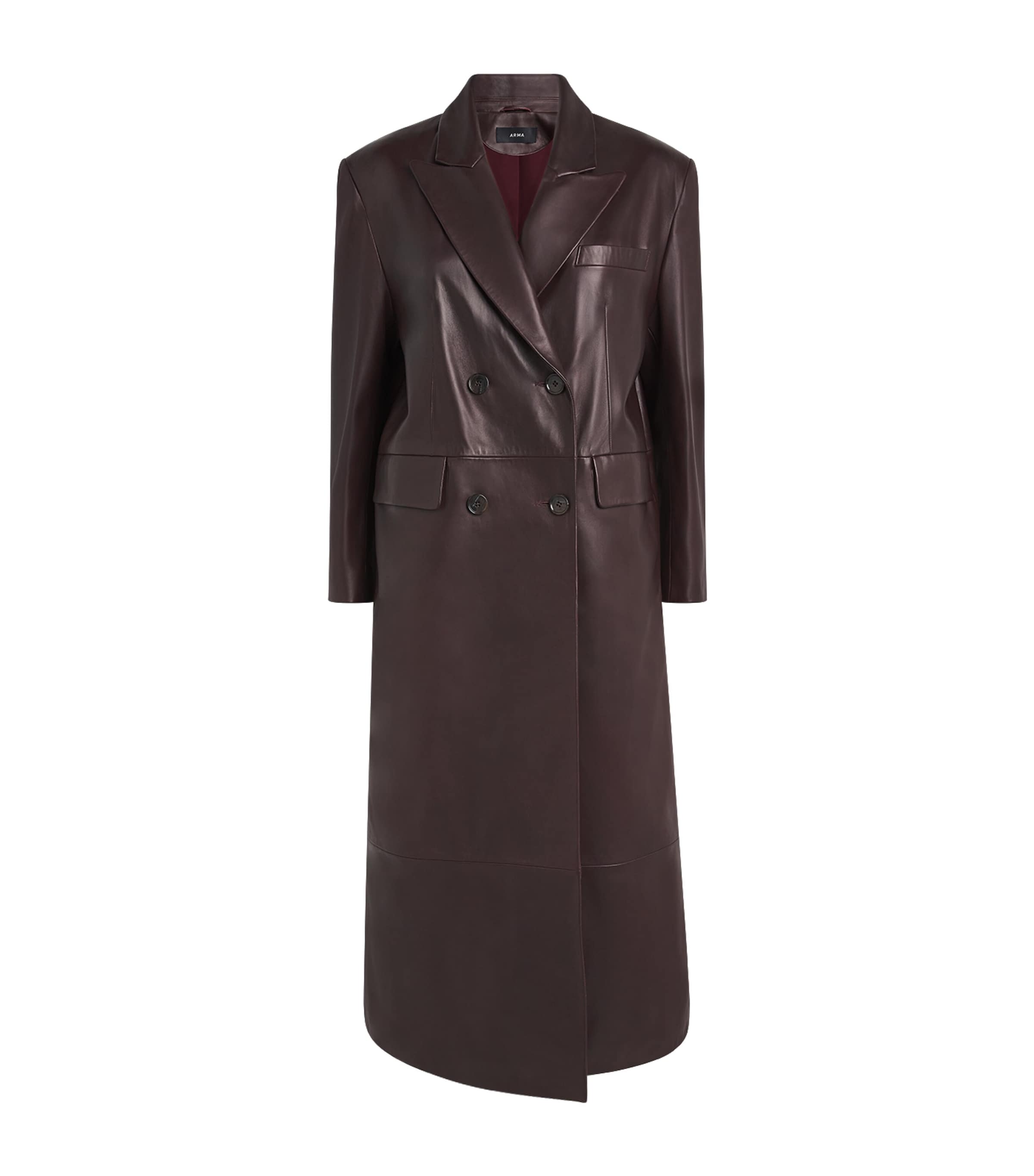 Arma Lambskin Double-breasted Joanna Coat In Burgundy