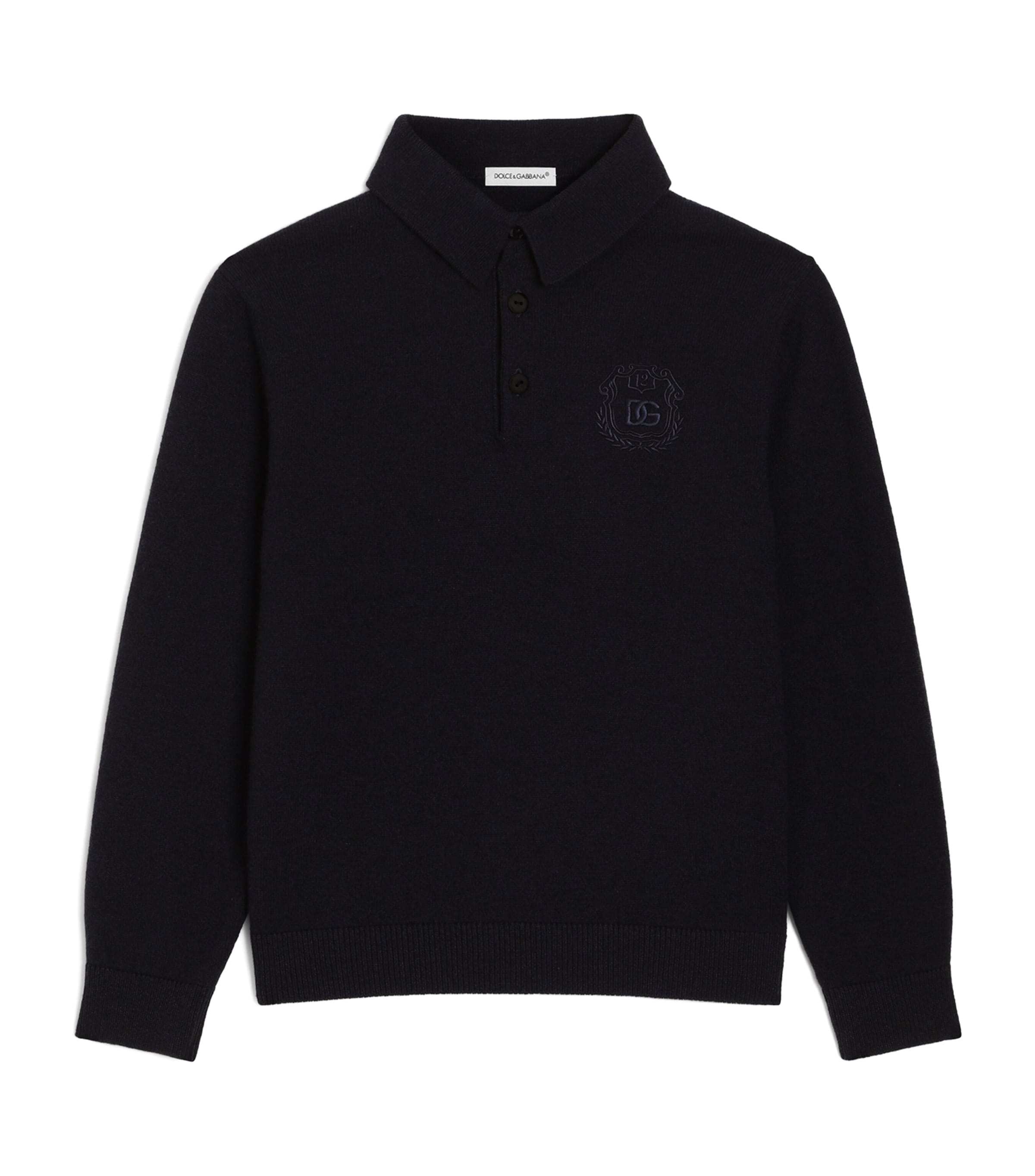 Dolce&Gabbana Kids Wool-Cashmere Polo Sweater (8-14 Years) Very Dark Blue Image 1