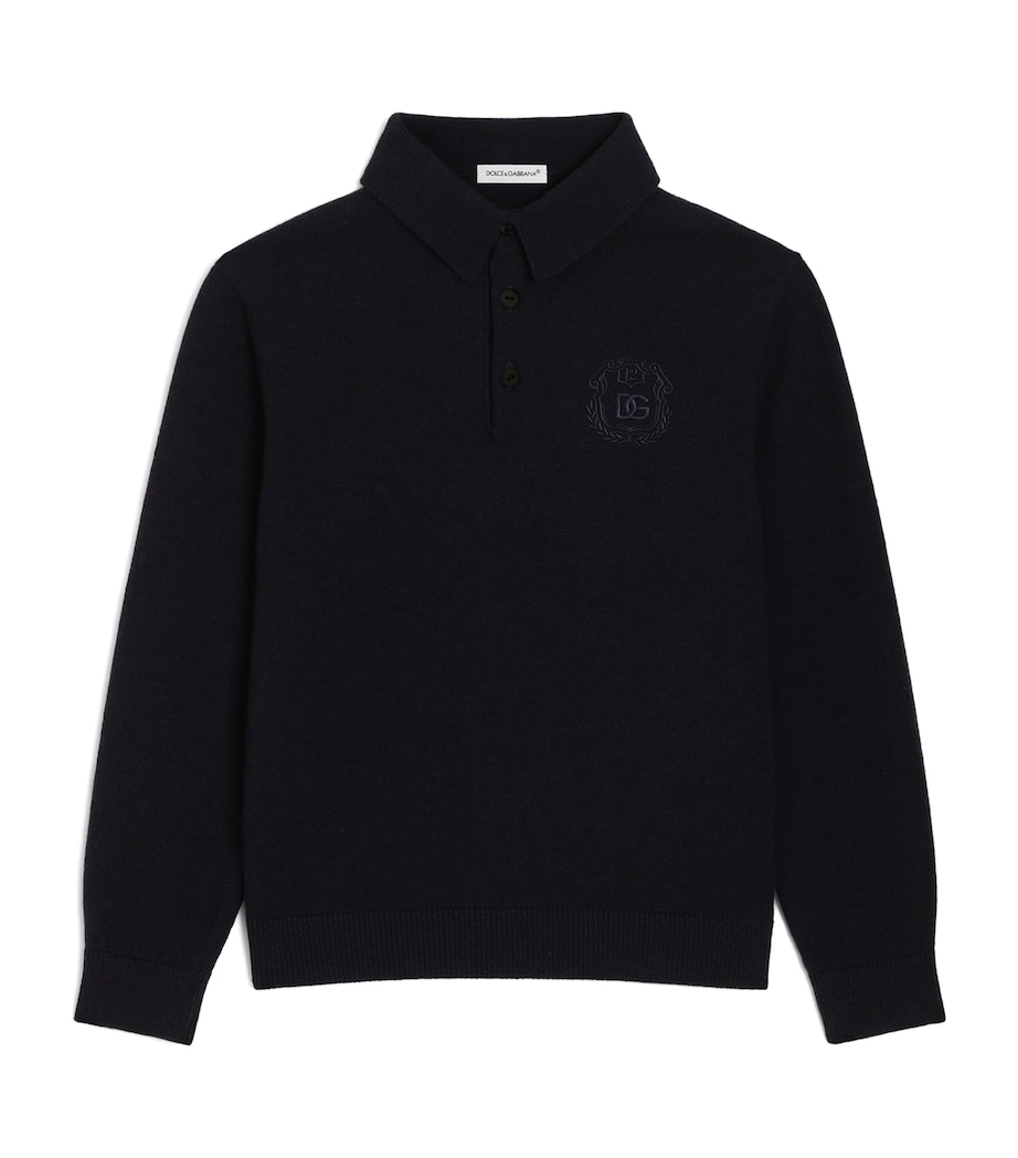 Dolce&Gabbana Kids Wool-Cashmere Polo Sweater (8-14 Years) Very Dark Blue Image 1