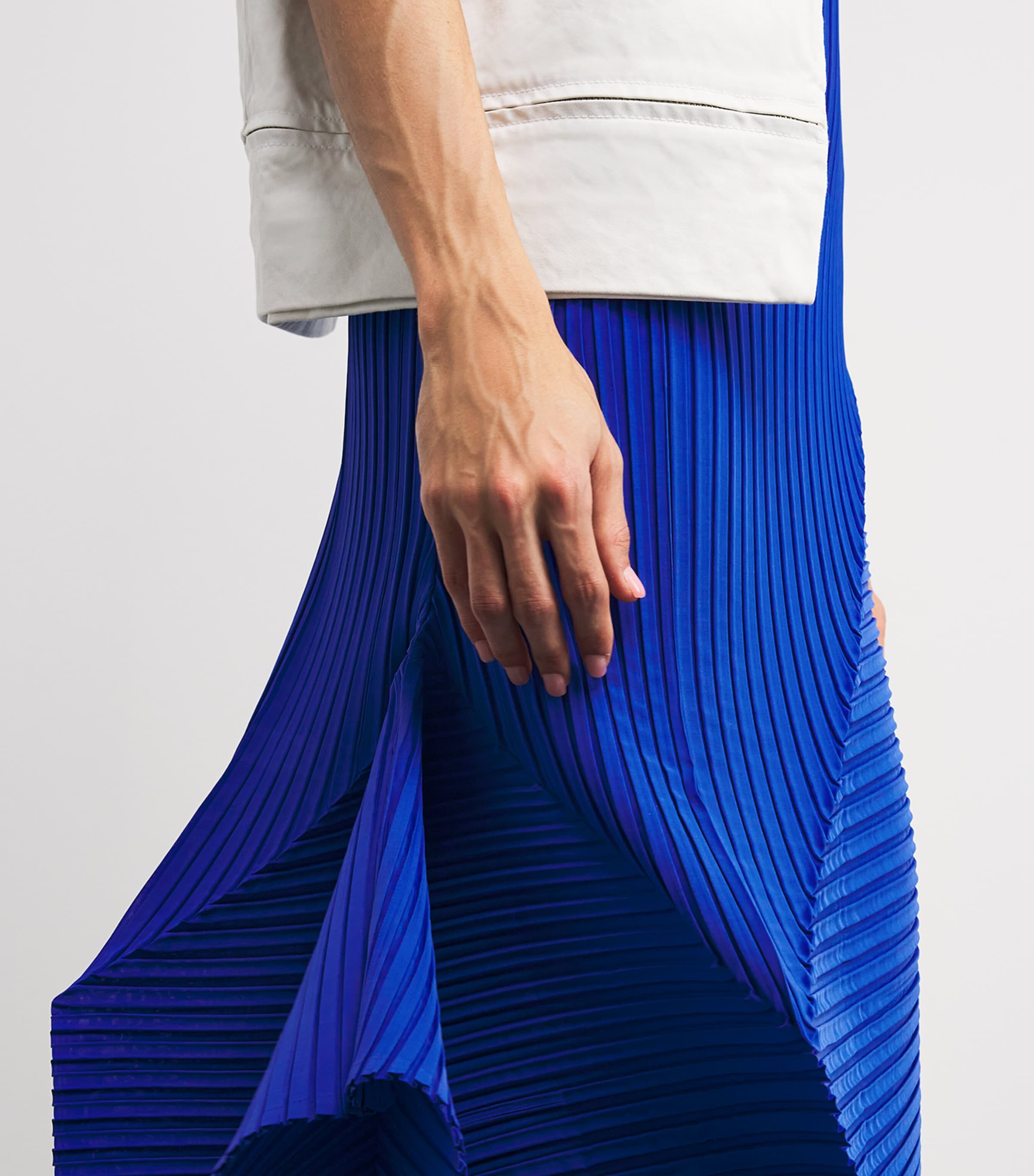 Fold Pleats Maxi Dress BLUE Image 4