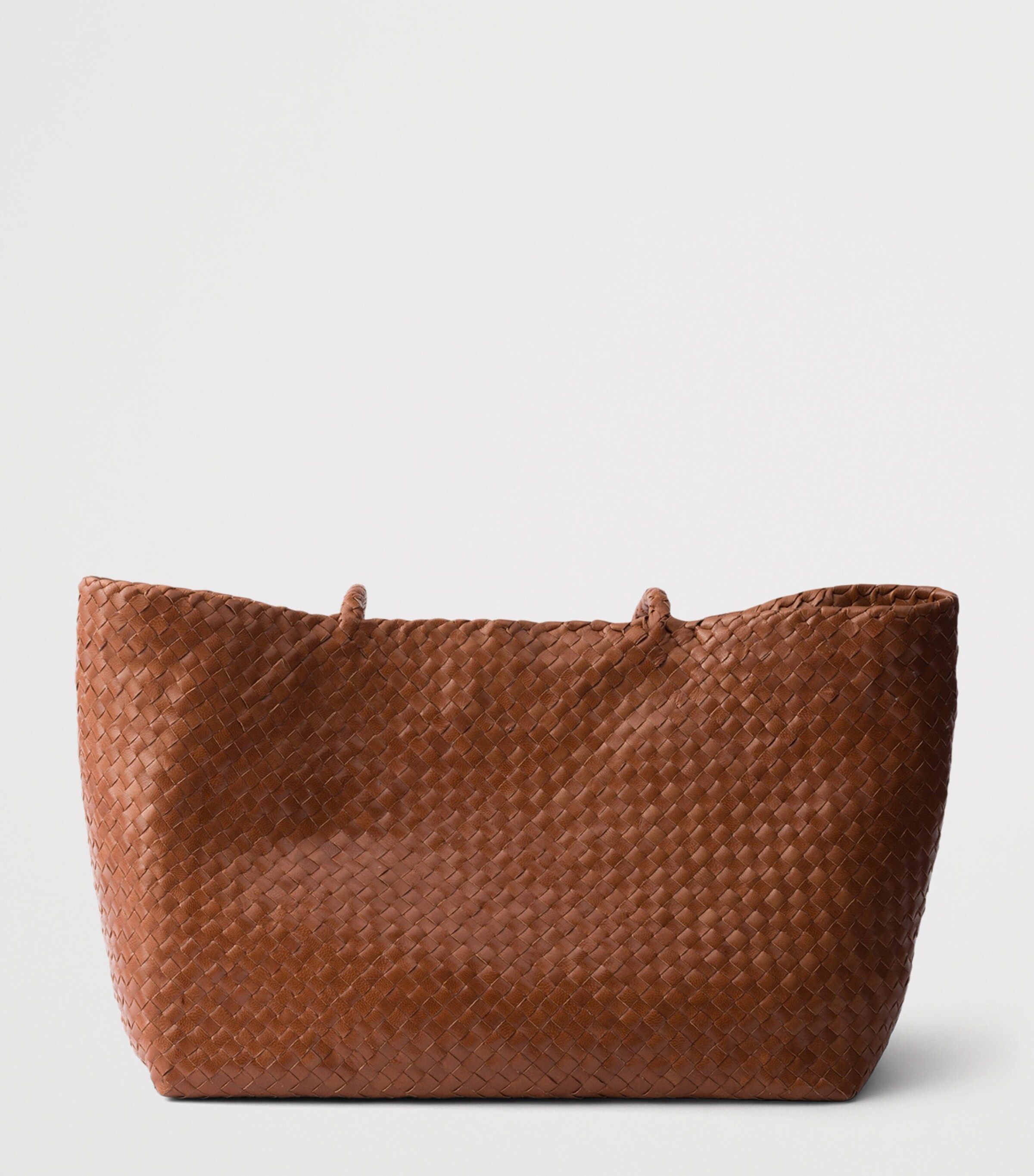 Prada Large Woven Leather Tote Bag Brown Image 4