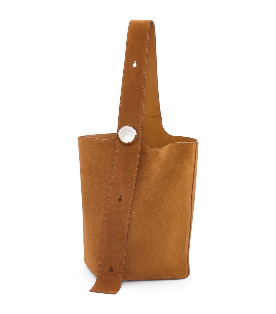 Large Suede Pebble Bucket Bag TOBACCO Image 1