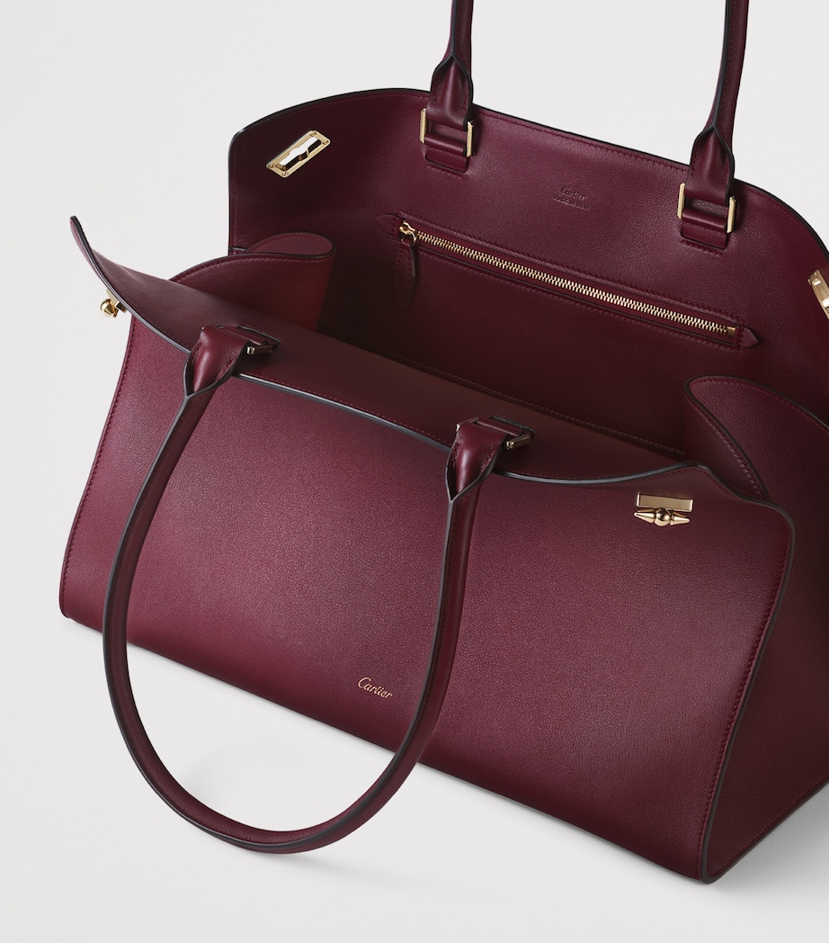 Cartier Womens Large Leather Clash Tote Bag Burgundy Image 3